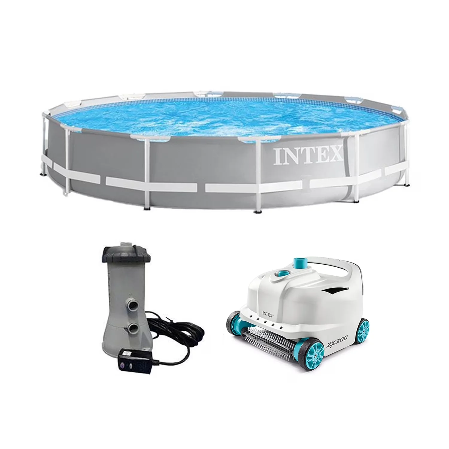Compact Above Ground Pool with 12ft x 30in Swimming & Robot Vacuum - 26711EH Model 3A59C3