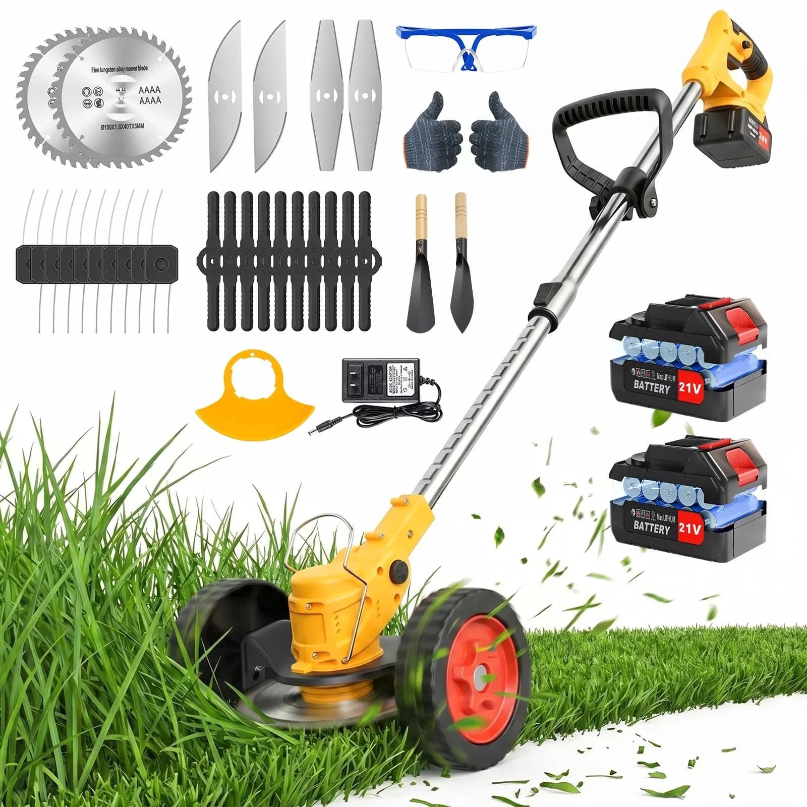 Modern String Trimmer with Battery, 650W, Extendable - Yellow for General Purpose Model E112D0