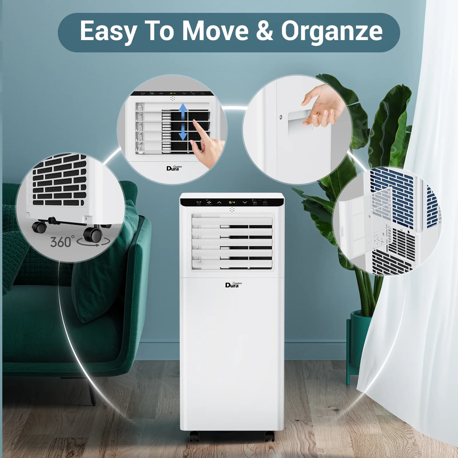 Stylish Air Conditioner with 8000 BTU, Remote Controlled, Timer - Black Model E1954D