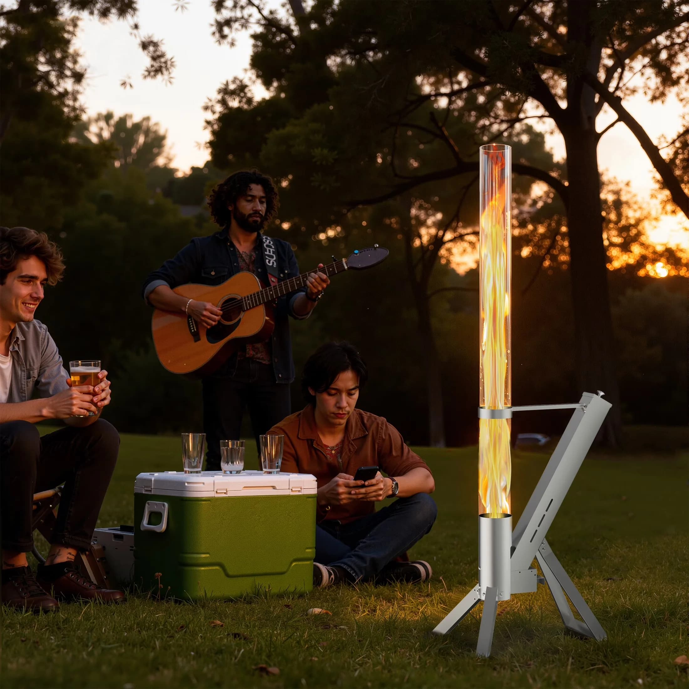 Quality Outdoor Heating with Heat Shield, Portable, Smokeless Patio Pellet Torch Heater for Patio, Camping - Model 737AAC