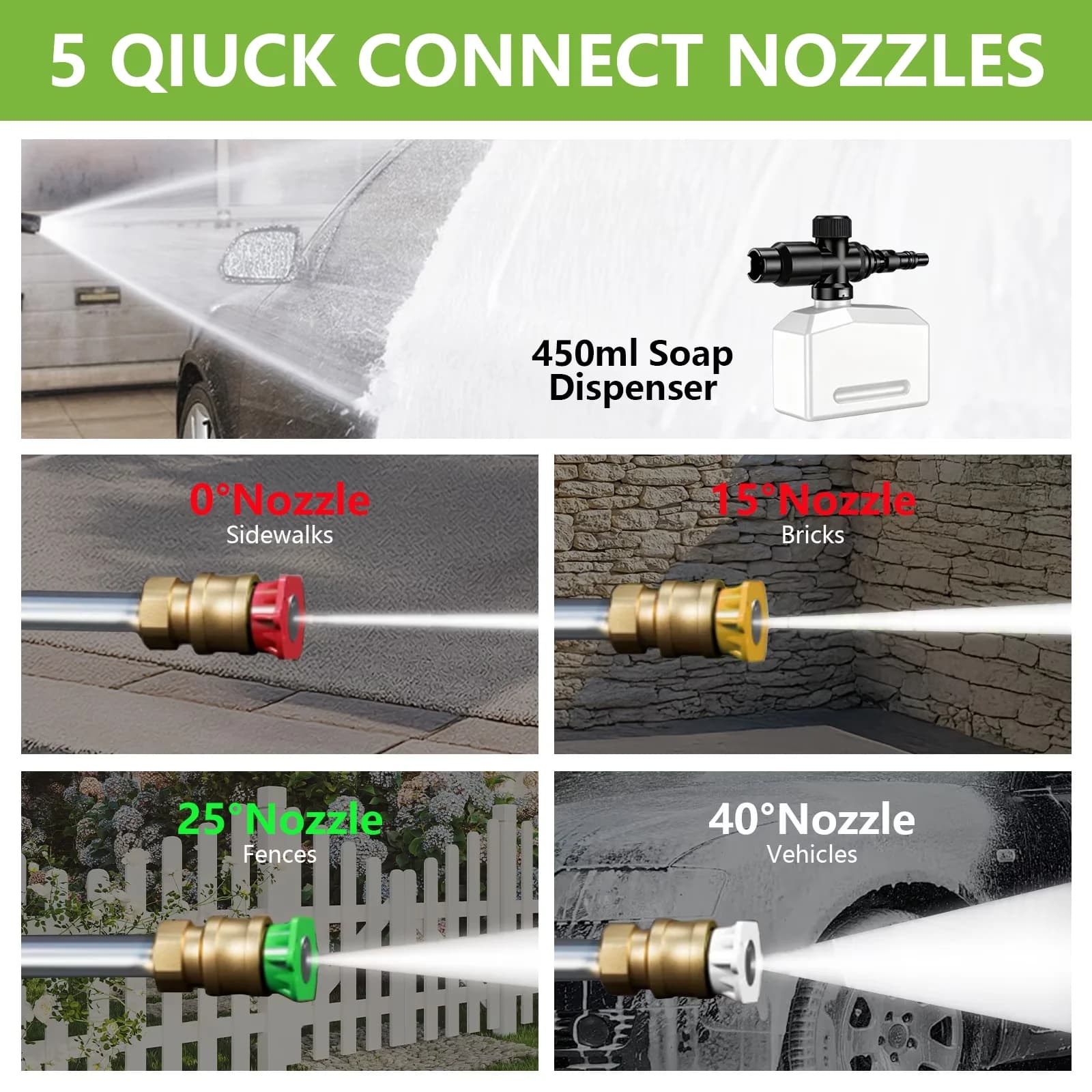 Efficient Pressure Washer with Adjustable Wand, Interchangeable Wand, Kink Free Hose - Model 56F0A3