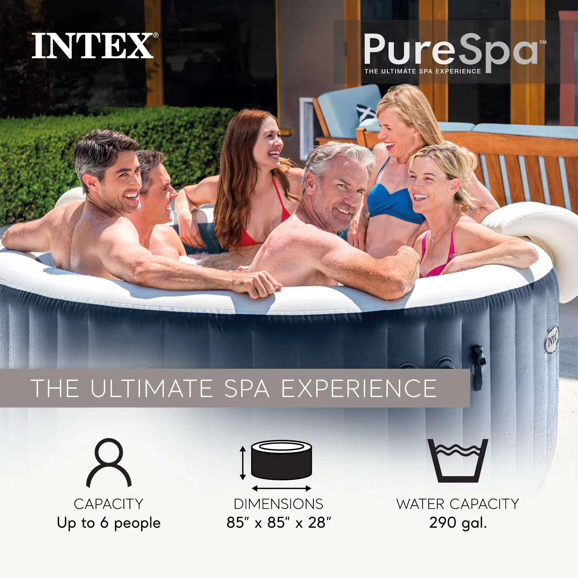 Quality Hot Tub with Inflatable, 6 Person Inflatable w/ Jets - PureSpa Model 36AB12