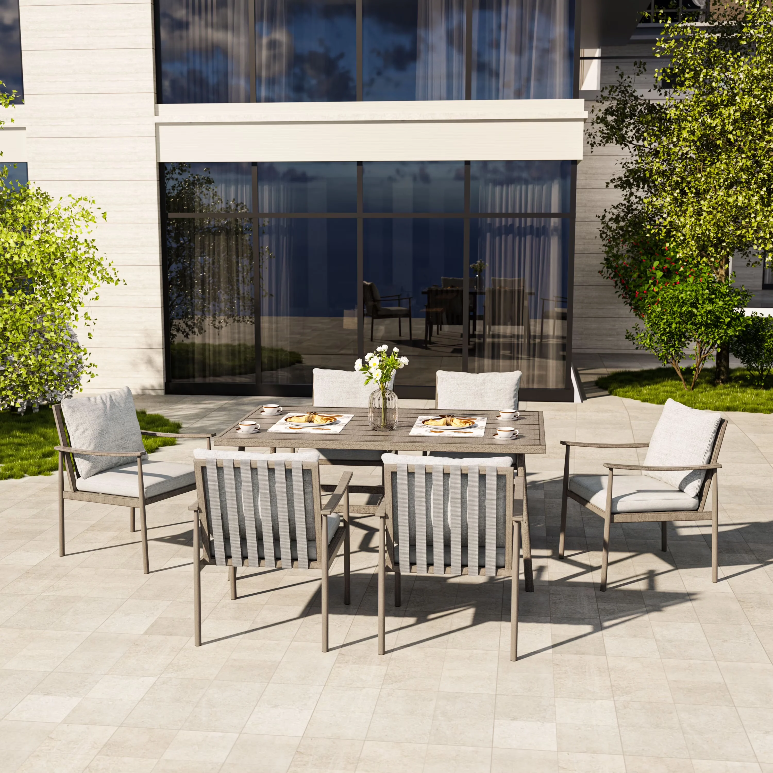 Premium Patio Dining Set with Weatherproof, 7-Piece Outdoor for Patio - for Everyday Use Model 1E5509