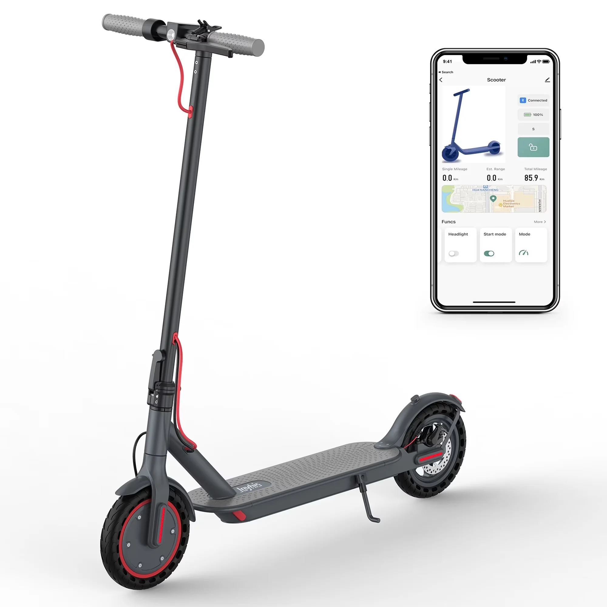 Stylish Scooter with 350W, Foldable, Bluetooth - Metal Black - Essential Collection Model 2E2AAF