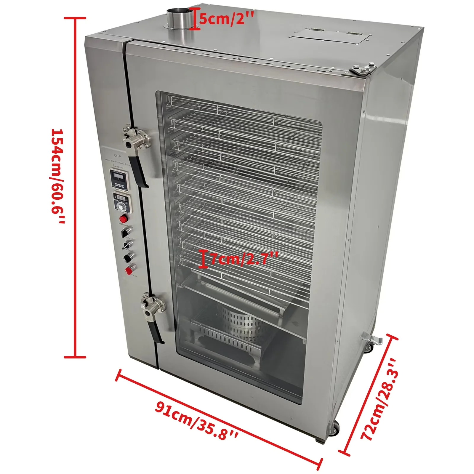 Smoker Innovative with 220V, Digital Display - Silver Stainless Steel for Home and Office Model 11F8AF