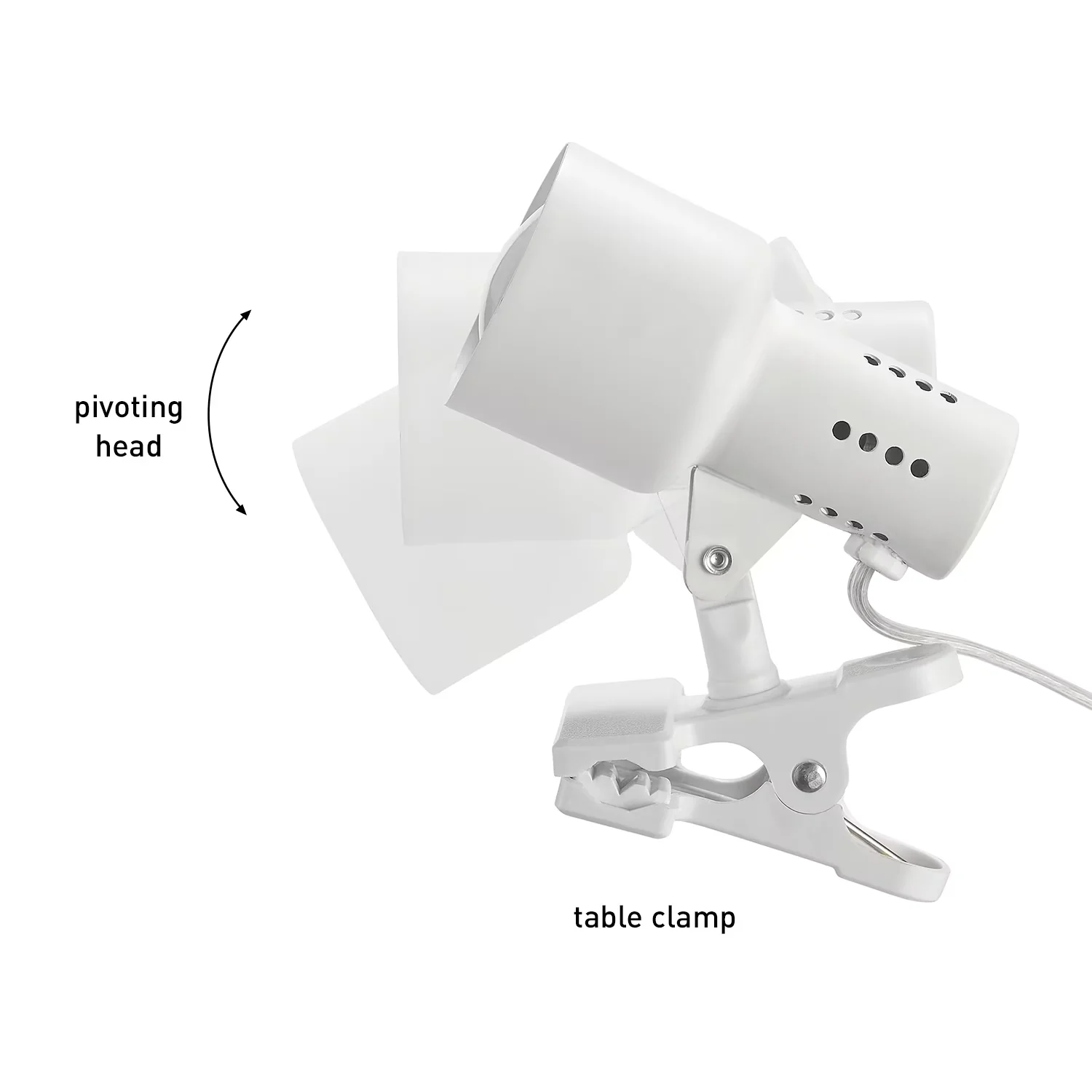 Versatile Desk Lamp with Incandescent, Clip-On Lamps, Jojo 5.5" Matte White Clip-Arm - White Metal Model F264D8