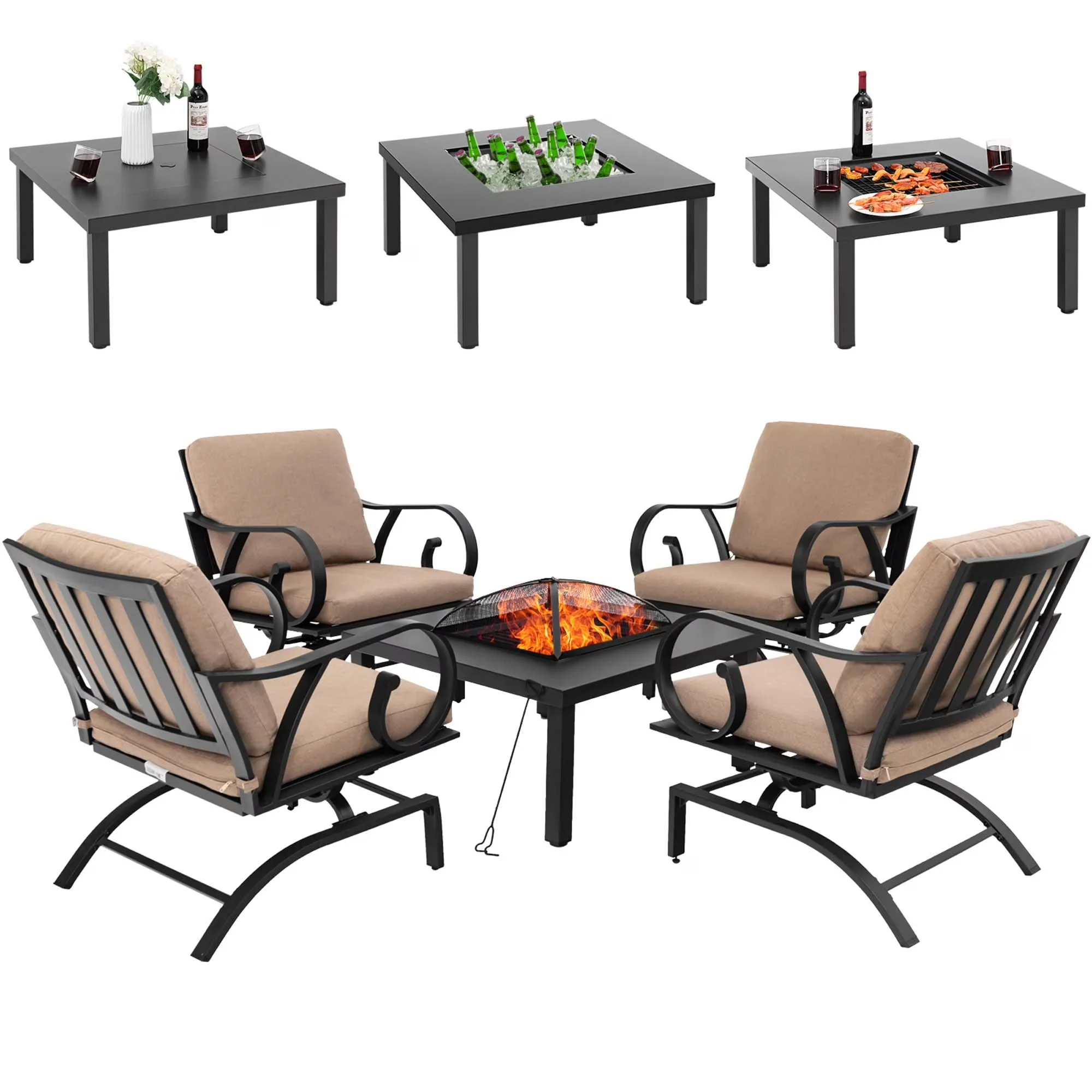 Innovative Patio Conversation Set - Metal, Polyester, Spray-Bonded Non-Woven Fabric, Pp Brown Model 92ED49