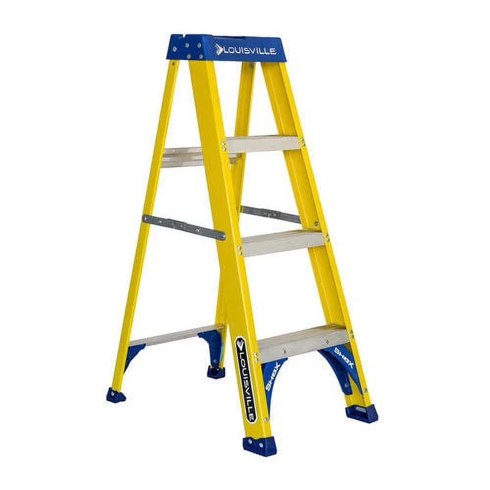 Quality Ladders And Step Stool with Impact-Resistant, Step depth: 3", Number of Steps: 3 - Fiberglass Multicolor Model E4B344