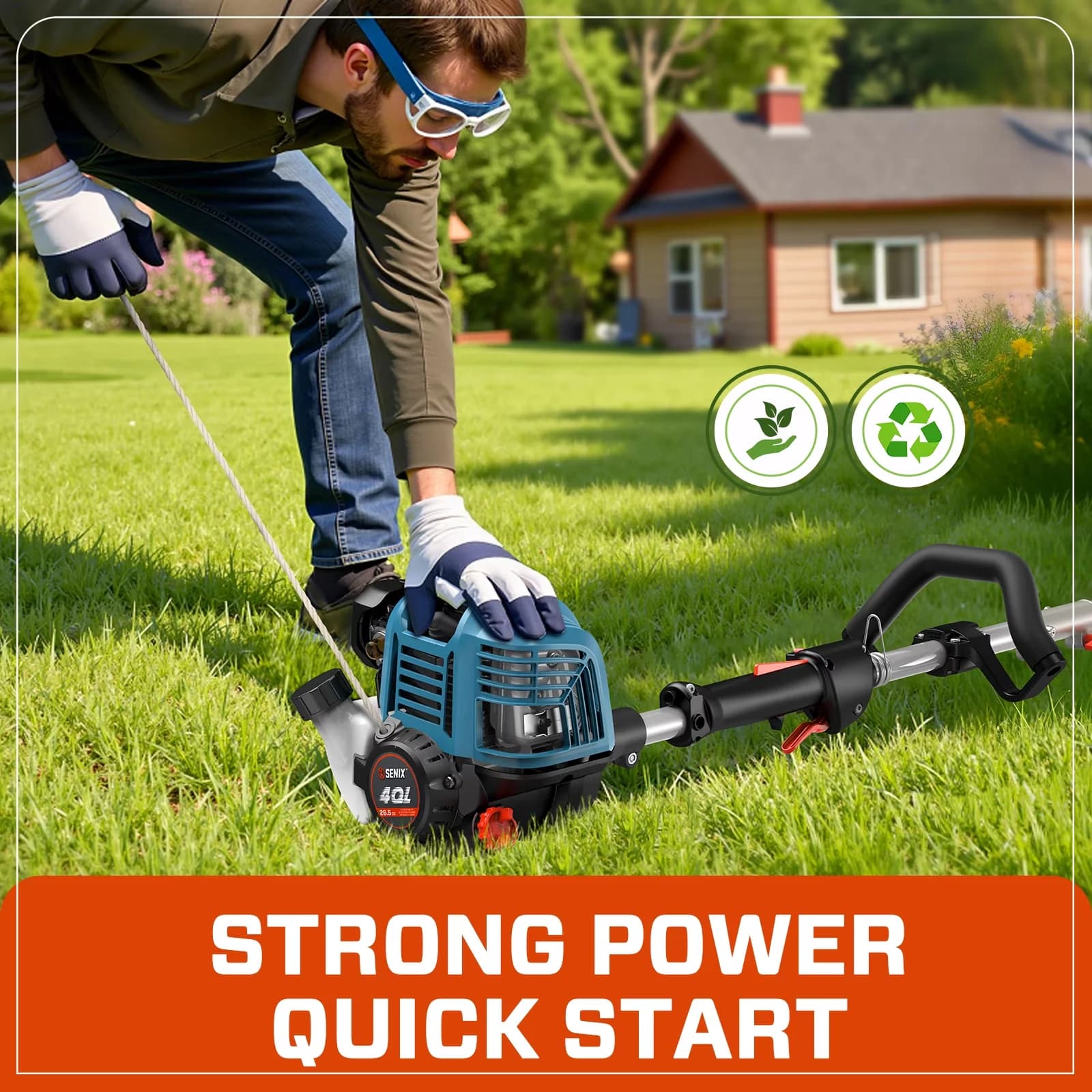 Pole Saw Innovative with Chain Brake, Anti-Vibration, 26.5cc 4-Stroke Gas - Model A40A1C