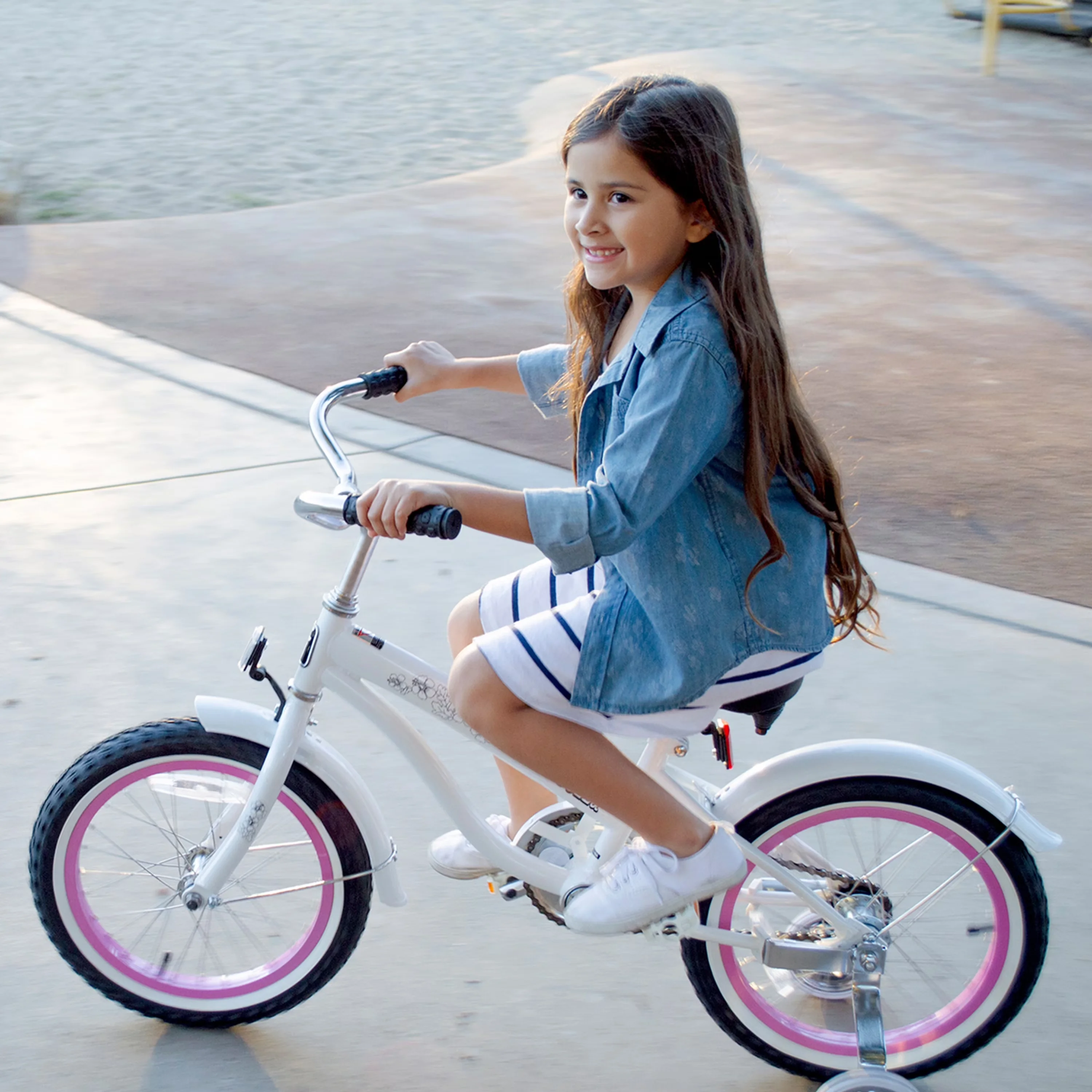 Kids Bike Durable with Training Wheels, 9-inch frame, Bella Classic - White Model D07DC9