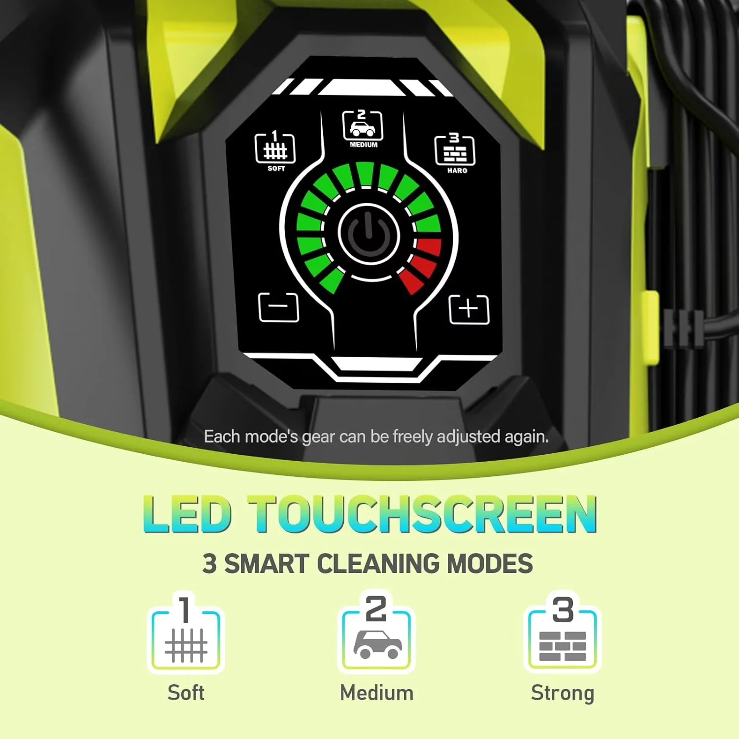 Quality Pressure Washer with Power Powerd, 20FT Hose Reel, Adj-15-Level Touch Screen for Car, Home - Model 3C4AAE