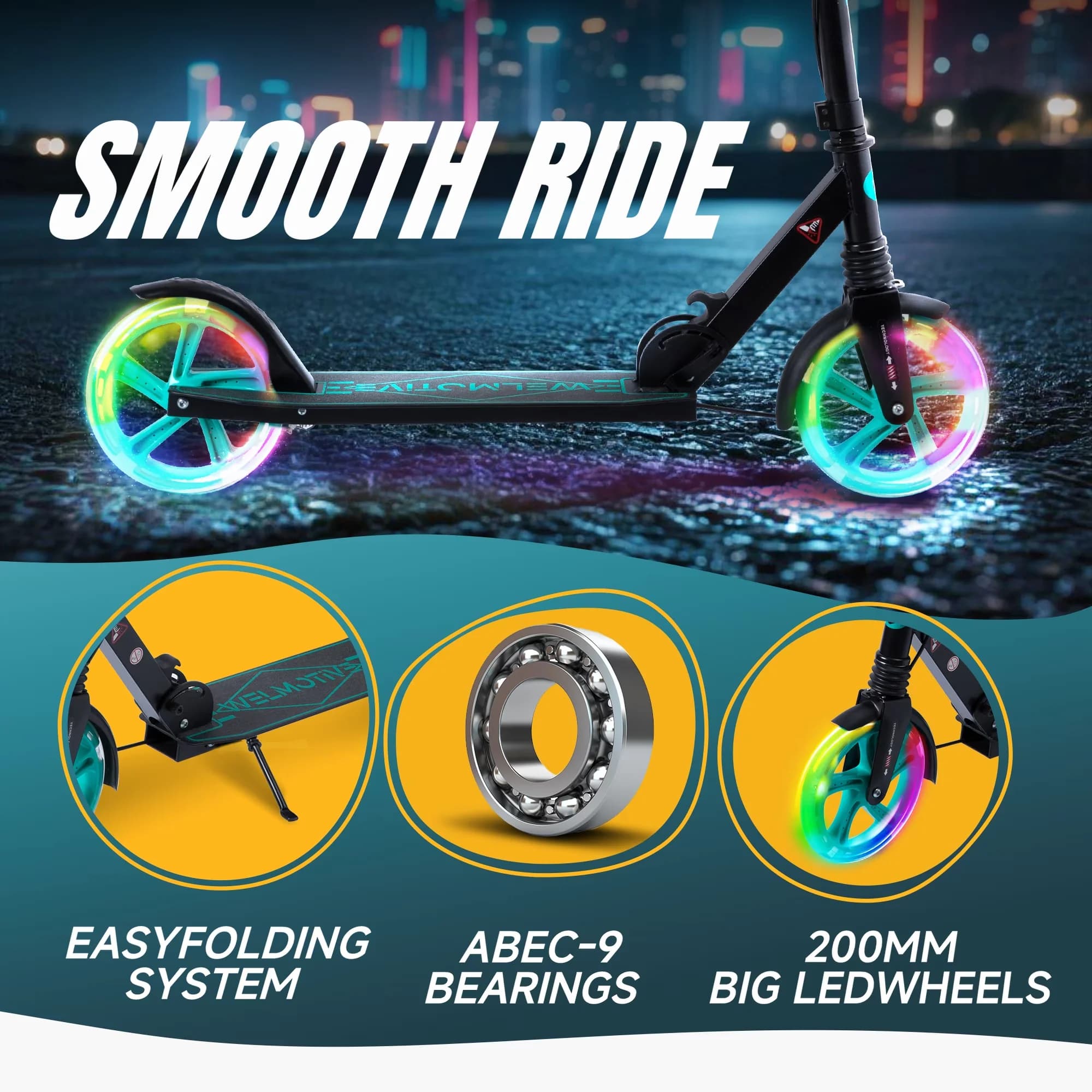 Scooter Stylish with Foldable, Kick - Black Iron - Heavy Duty Model 91D4F8