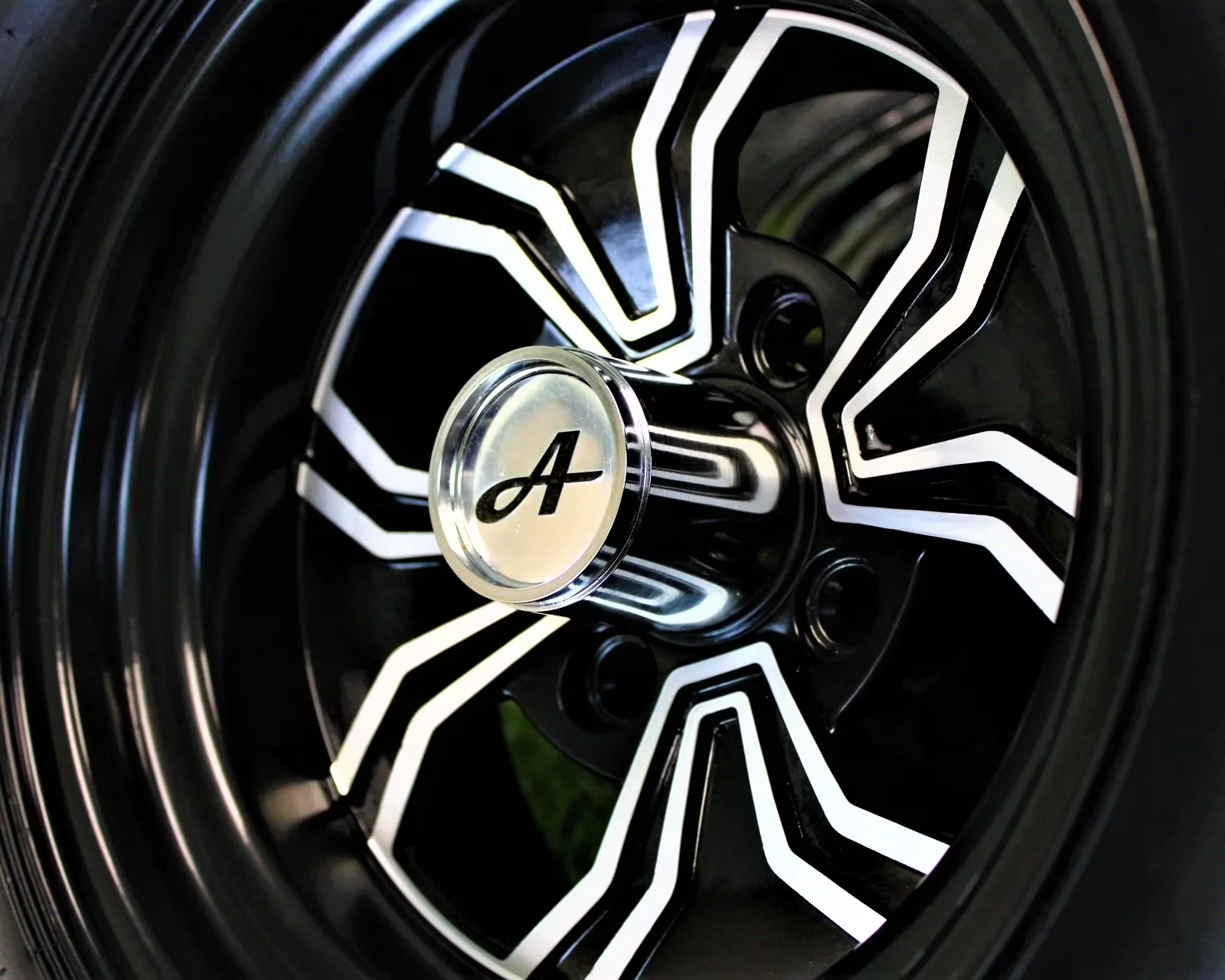 Premium Golf Cart Tire with Dot Approved, Wheel Size: 12x7, Wheel: Fusion Aluminum - Model 498008