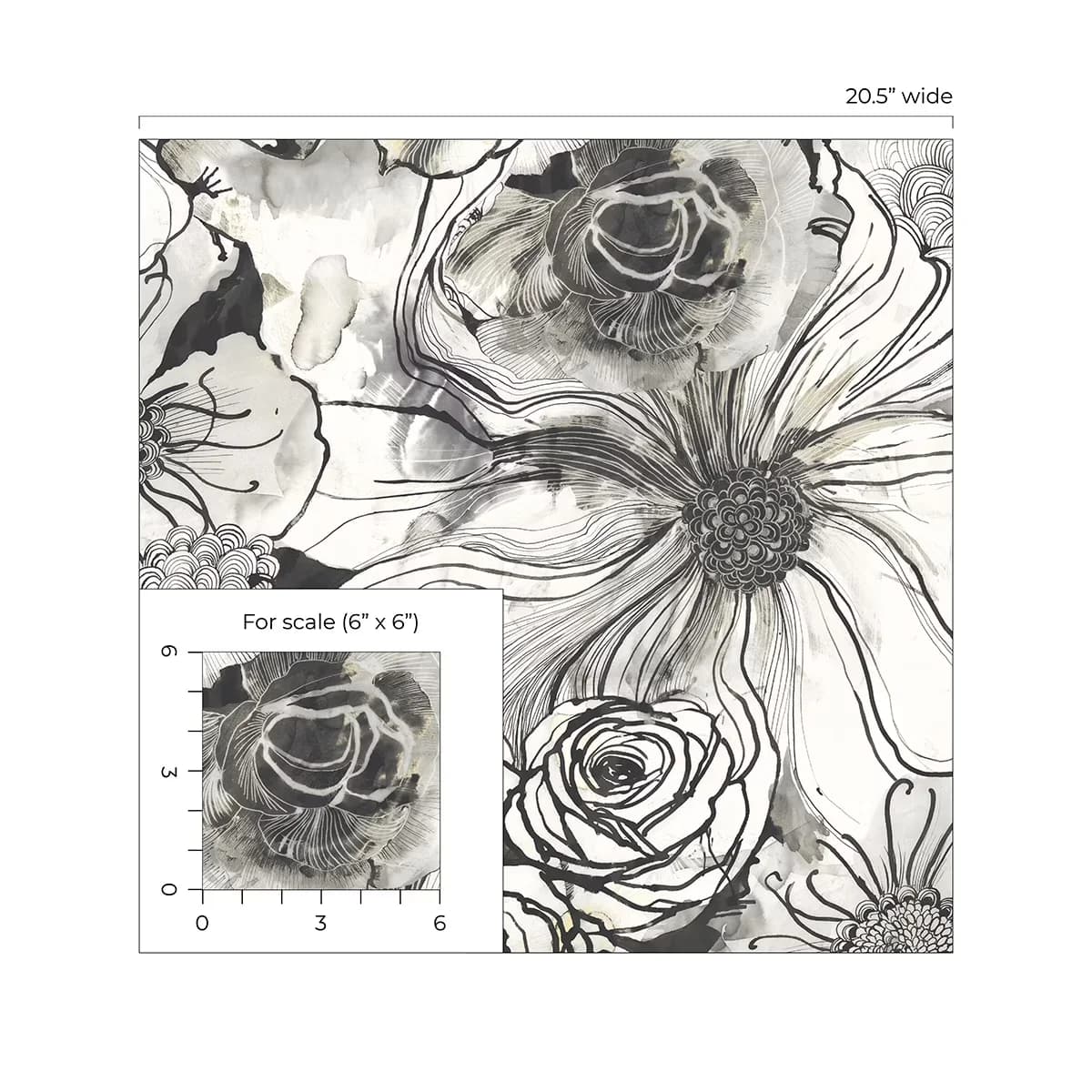 Modern Wallpaper with Stain Resistant, Onyx - Self-Adhesive Vinyl Onyx Model 2A8E4D
