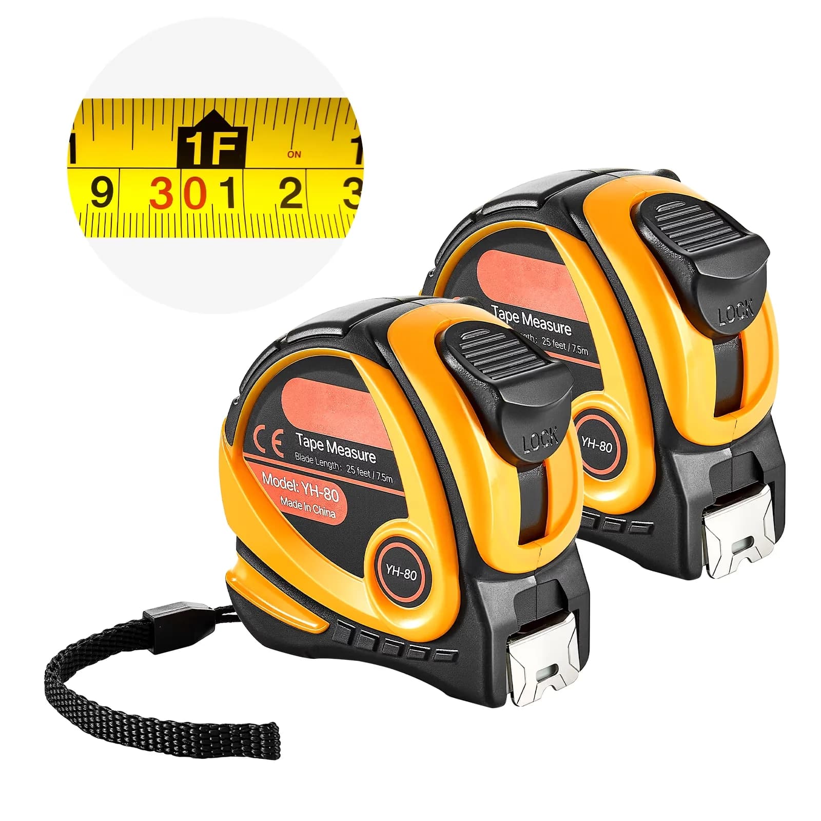 Versatile Measuring Layout with Lightweight, Dual-Scale ft/m Retractable Tool, ABS Case and Steel Blade - Stainless Steel Multicolor... Model E0A46C