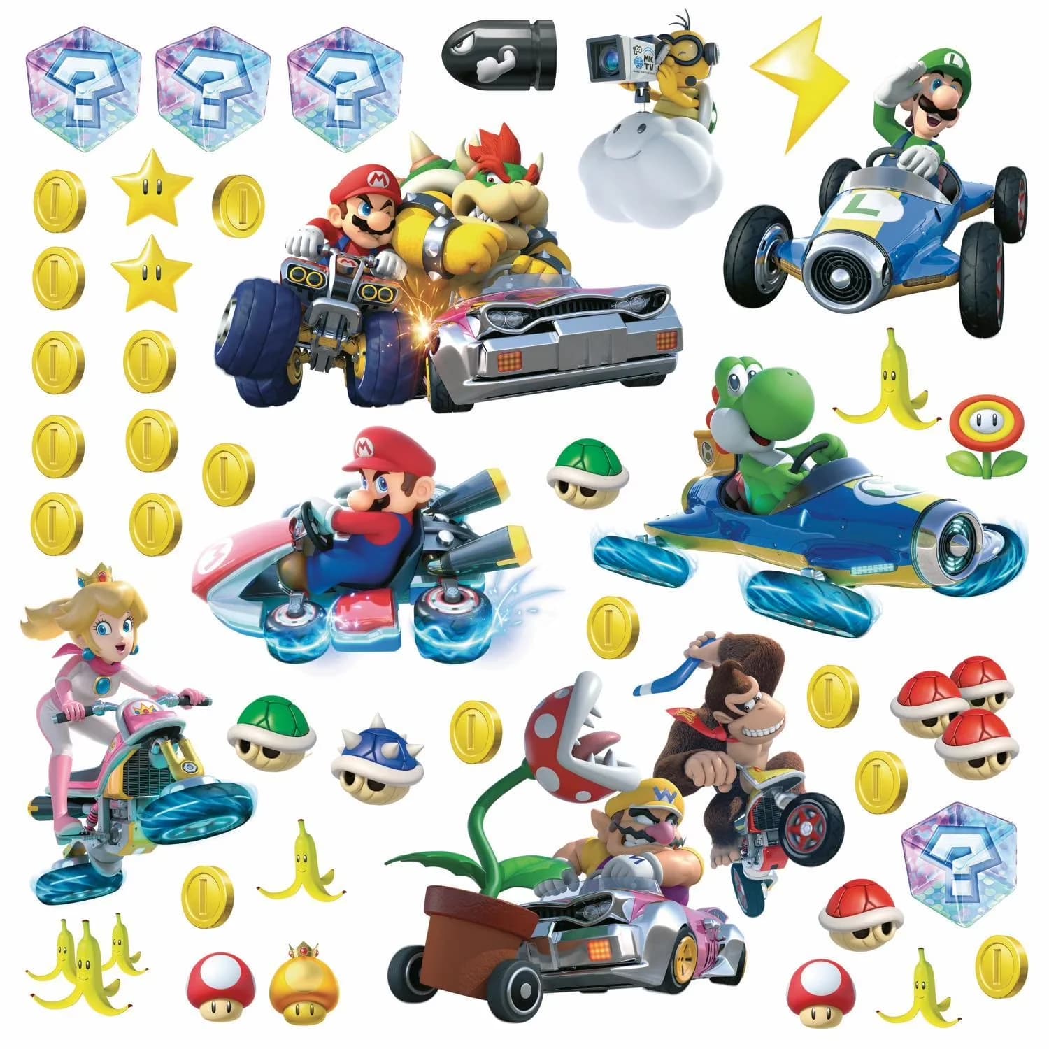 Classic Wallpaper Wall Decals Wall Covering with Reusable, Guaranteed removable - Vinyl Red, Blue, Yellow, Green Model 3DD12A