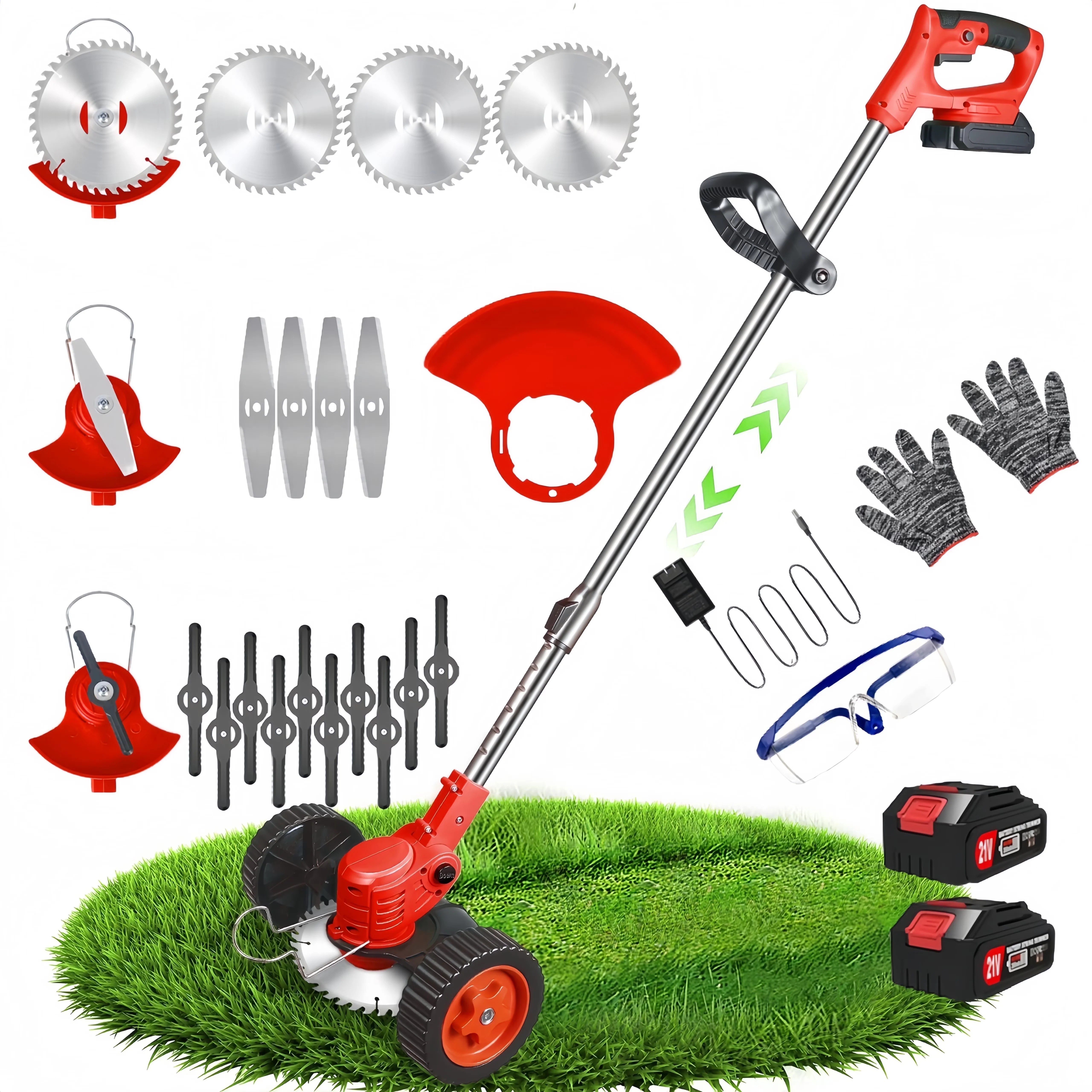 Versatile Push Mower with Battery, 800W, 1*0.5A US standard charger - Red Model 940D2A