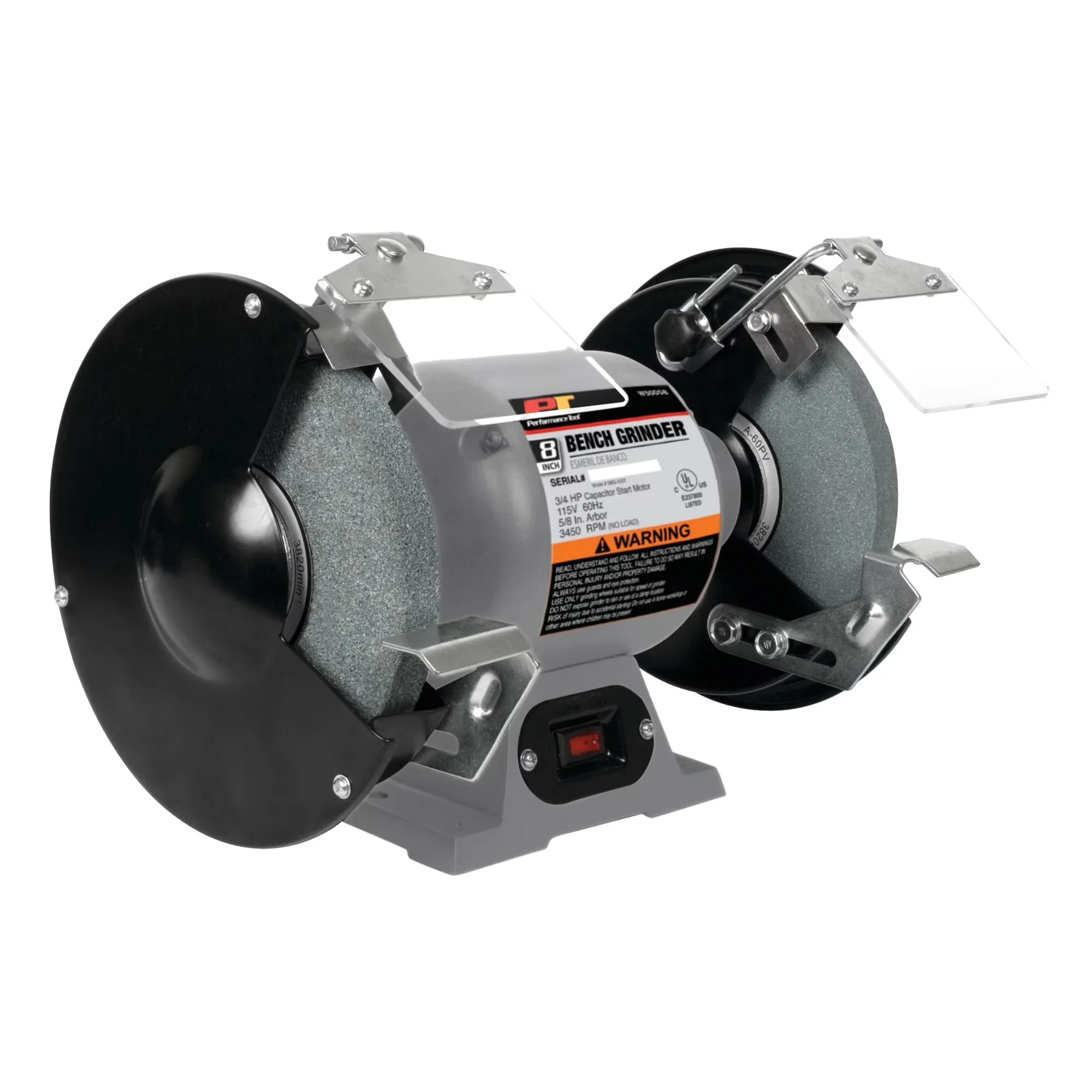 Woodworking Classic with Easy Installation, 3/4 HP Motor 8-Inch Bench Grinder - Gray Model 74A749