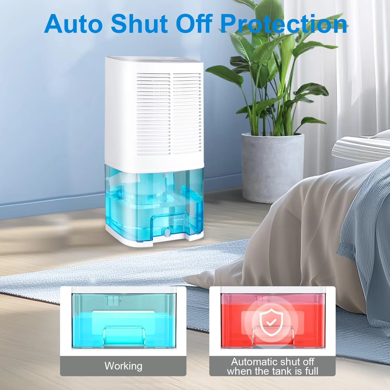 Versatile Dehumidifier with Automatic Shut-Off, 4-Pint, Drain Hose for Home - Model A7EB24