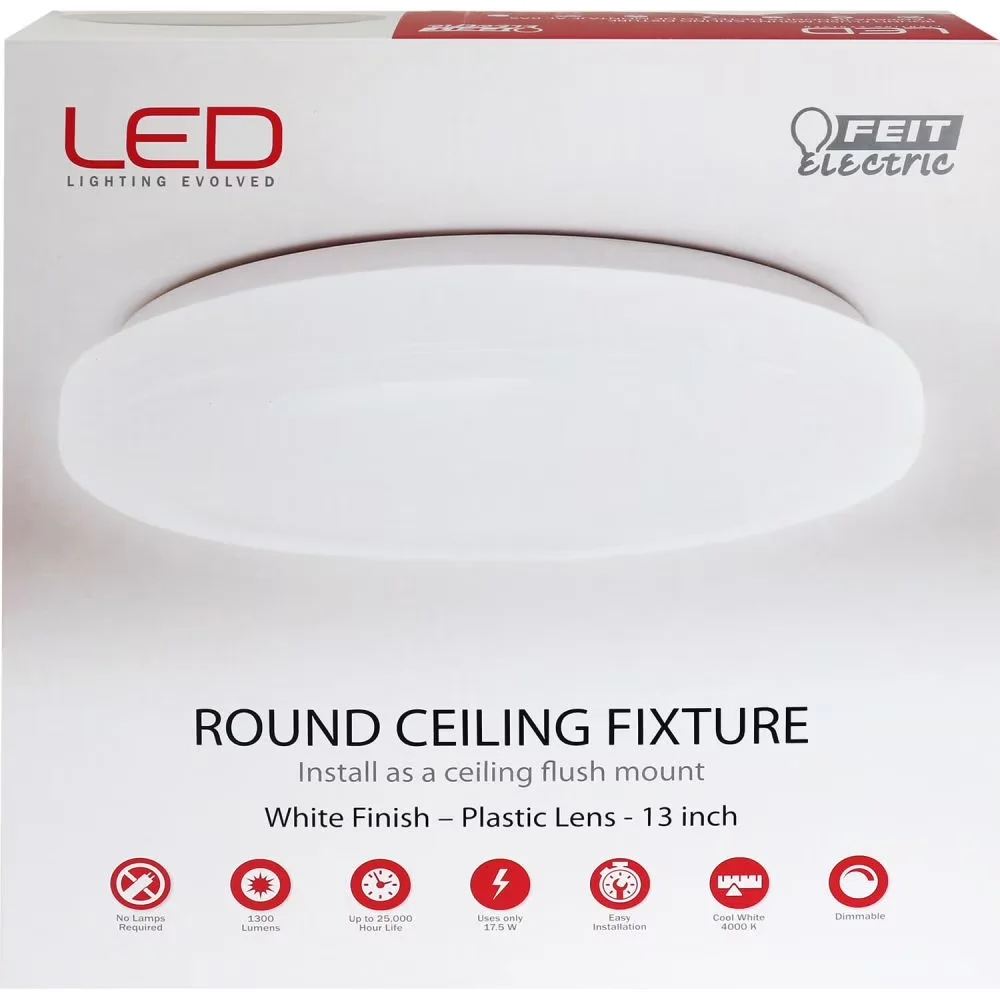 Quality Ceiling Lights Fixture with LED, Modern, Instant full brightness - Plastic White Model 58D691