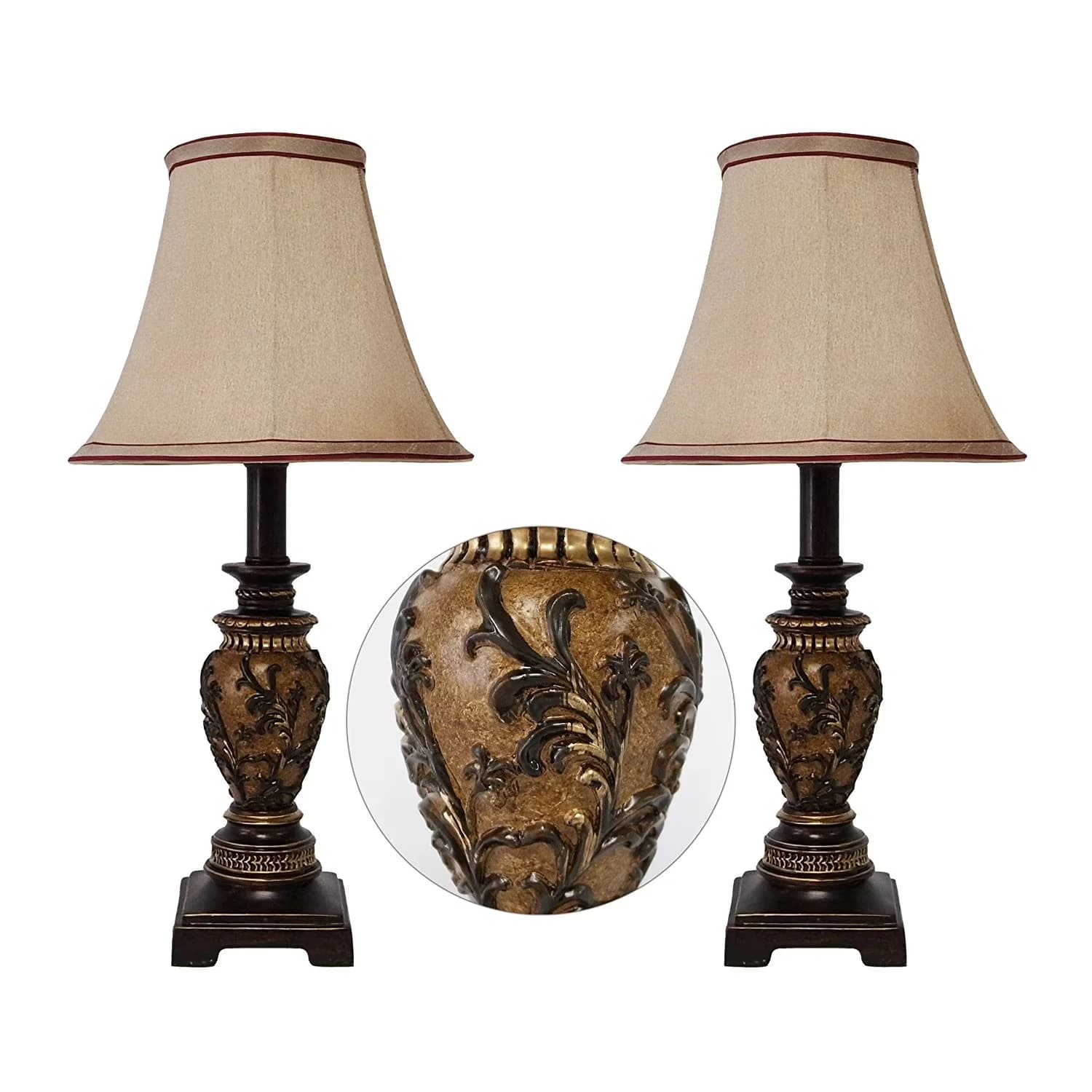 Lamp Classic with Incandescent, Traditional, Set of 2 - Wood Brown 2 - 19 Model 19BDFD