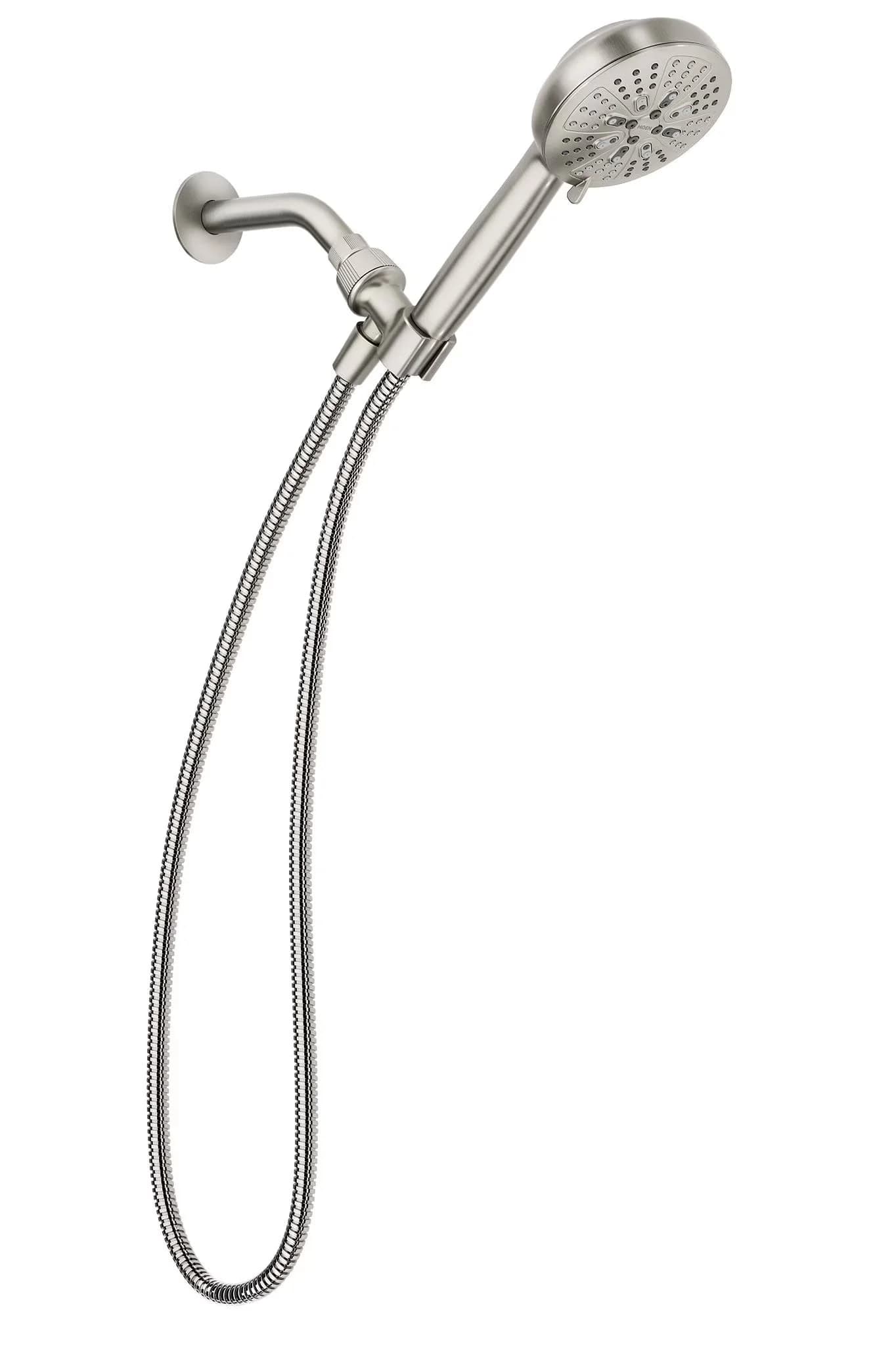 Innovative Shower Head with Handheld, Easy To Install, Kink Free Hose - Plastic, Metal Silver Model 4D8391