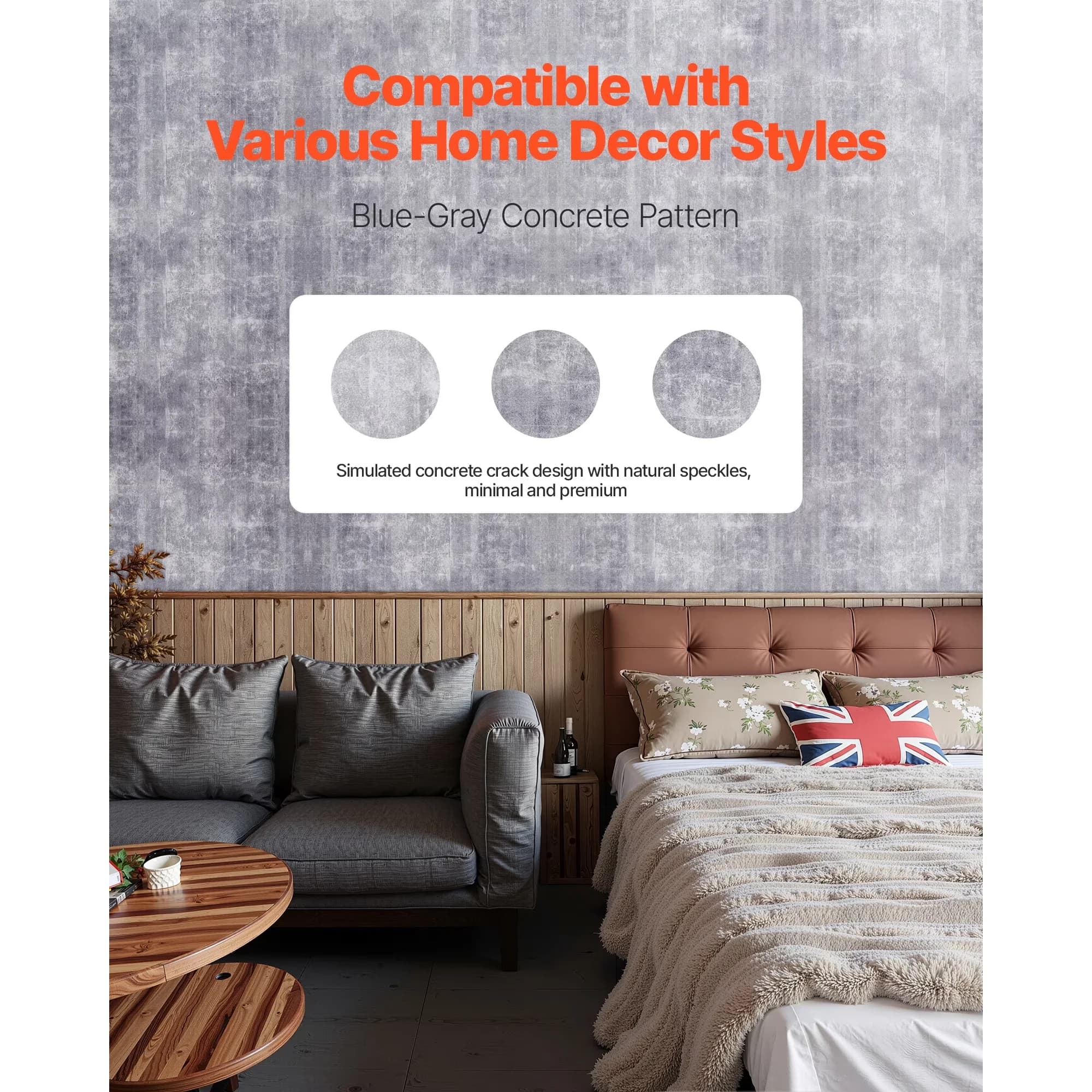 Efficient Wallpaper with Durable, Removable, Peel and Stick - Gray Pvc Model ADA3E8