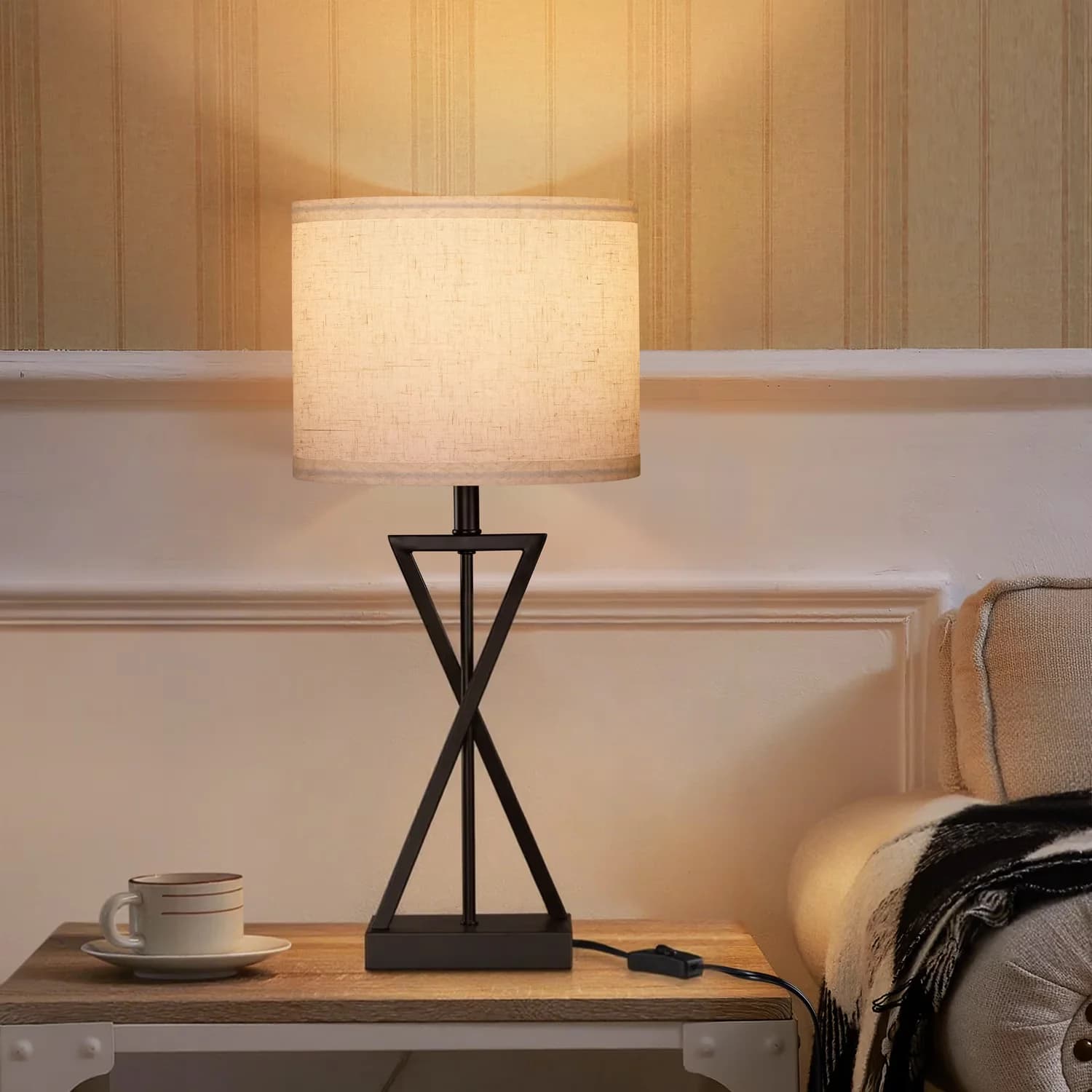 Table Lamp Innovative with LED, Modern, Bedside Lamps - Metal Black, Beige, White for Living Room, Bedroom Model 3FEB1C