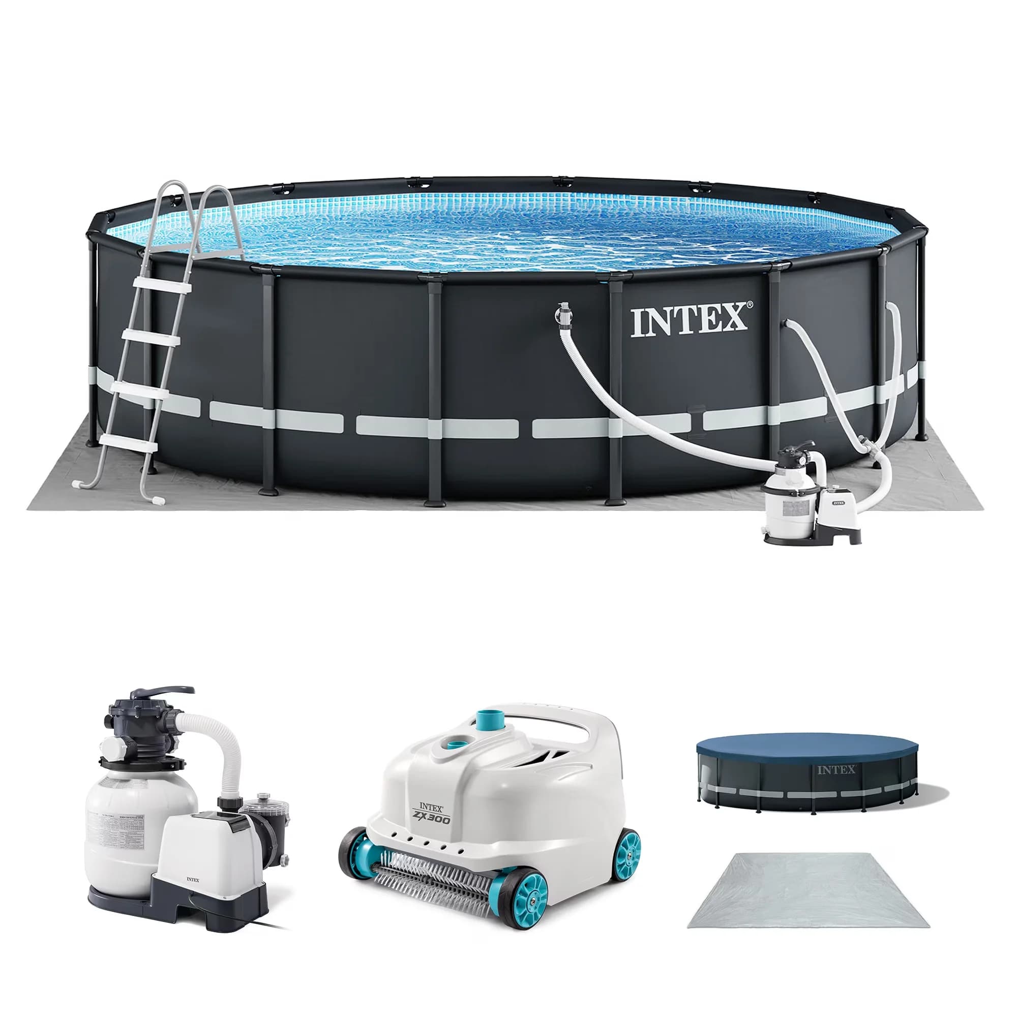 Professional Above Ground Pool with Puncture Resistant, Uv Resistant - Gray Model E4B0DB