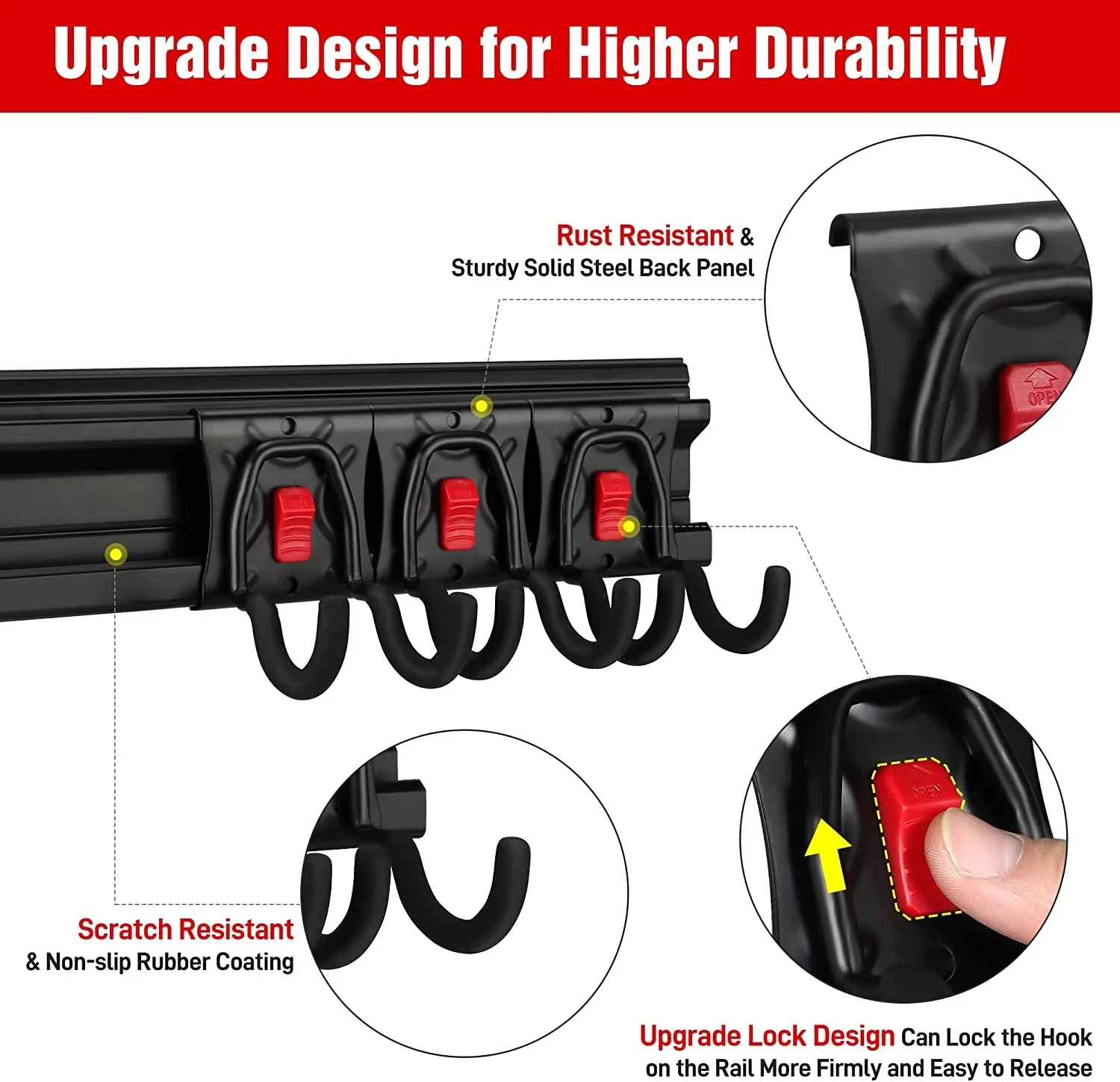 Toolstorage Classic with Adjustable, 8 Adjustable Hooks and Hangers, Garage Storage - Black Pvc Model D53793