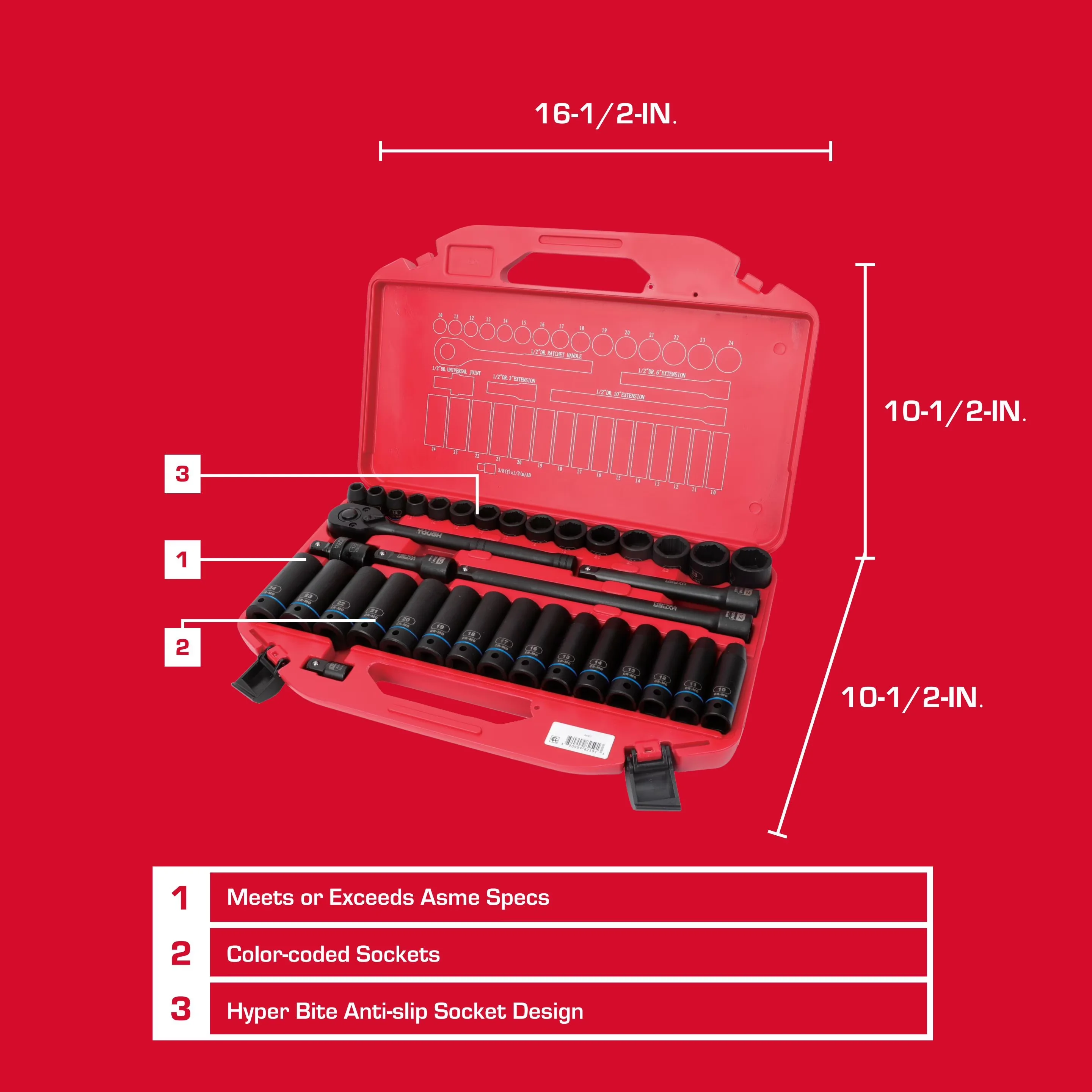 Reliable Hand Tool Set with Heavy-Duty - Red 36 - Contemporary Style Model DFA805