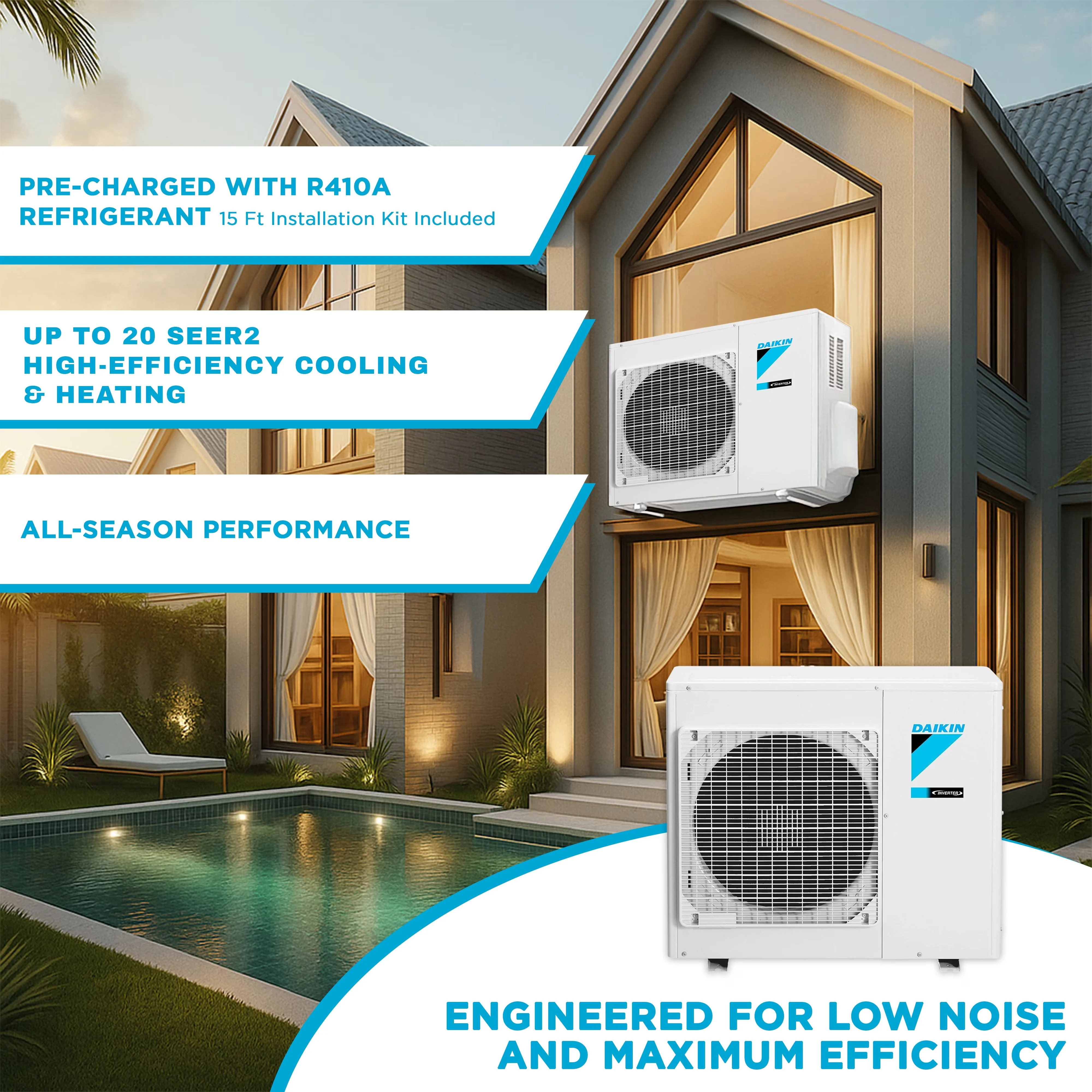 Modern Air Conditioner with 15000 BTU, 230V, 15' Installation Kit - White Model 44B71E