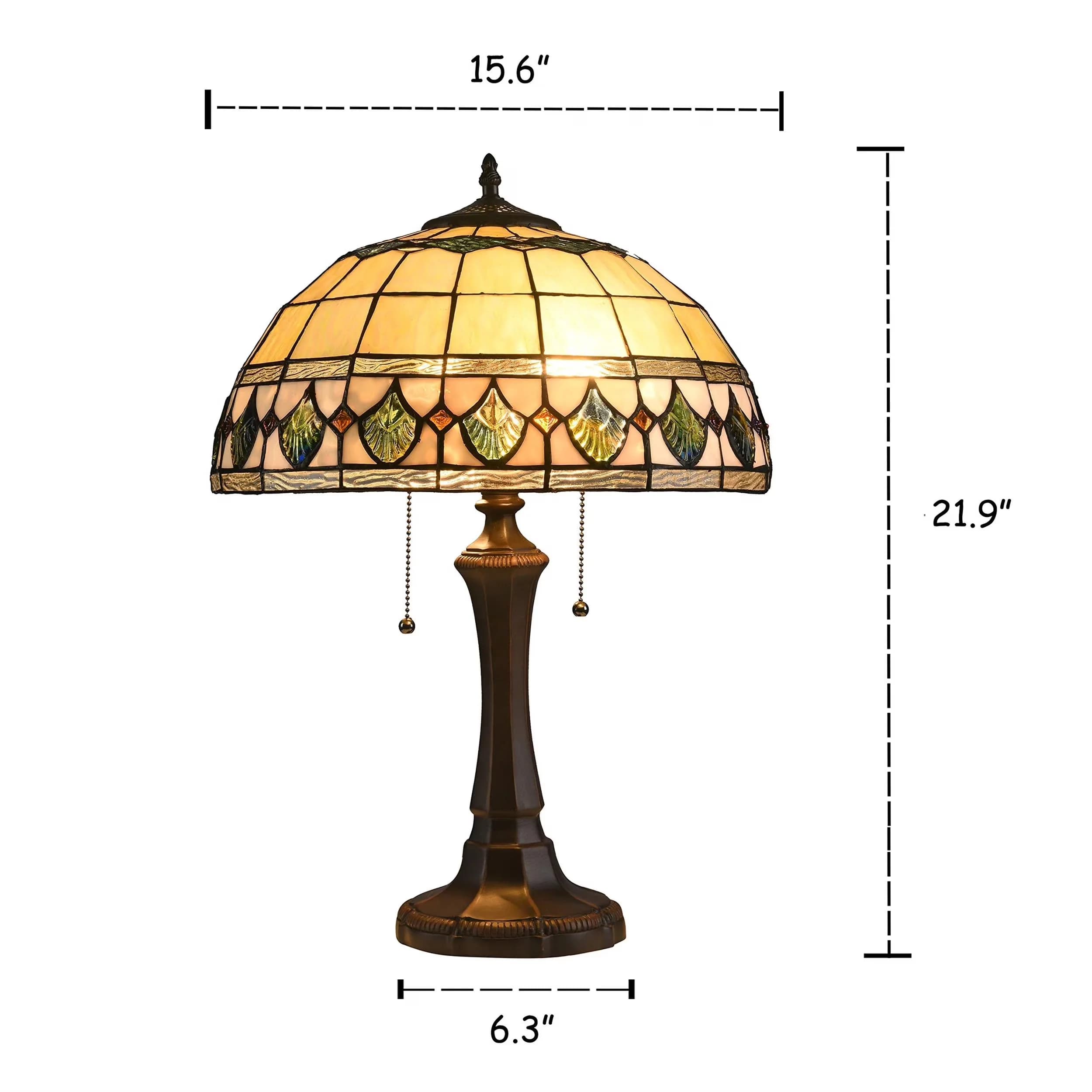 Compact Table Lamp with Tiffany, Design: Geometric, Finish: Dark Bronze - Bronze Glass, Resin, Metal Model D47A6E