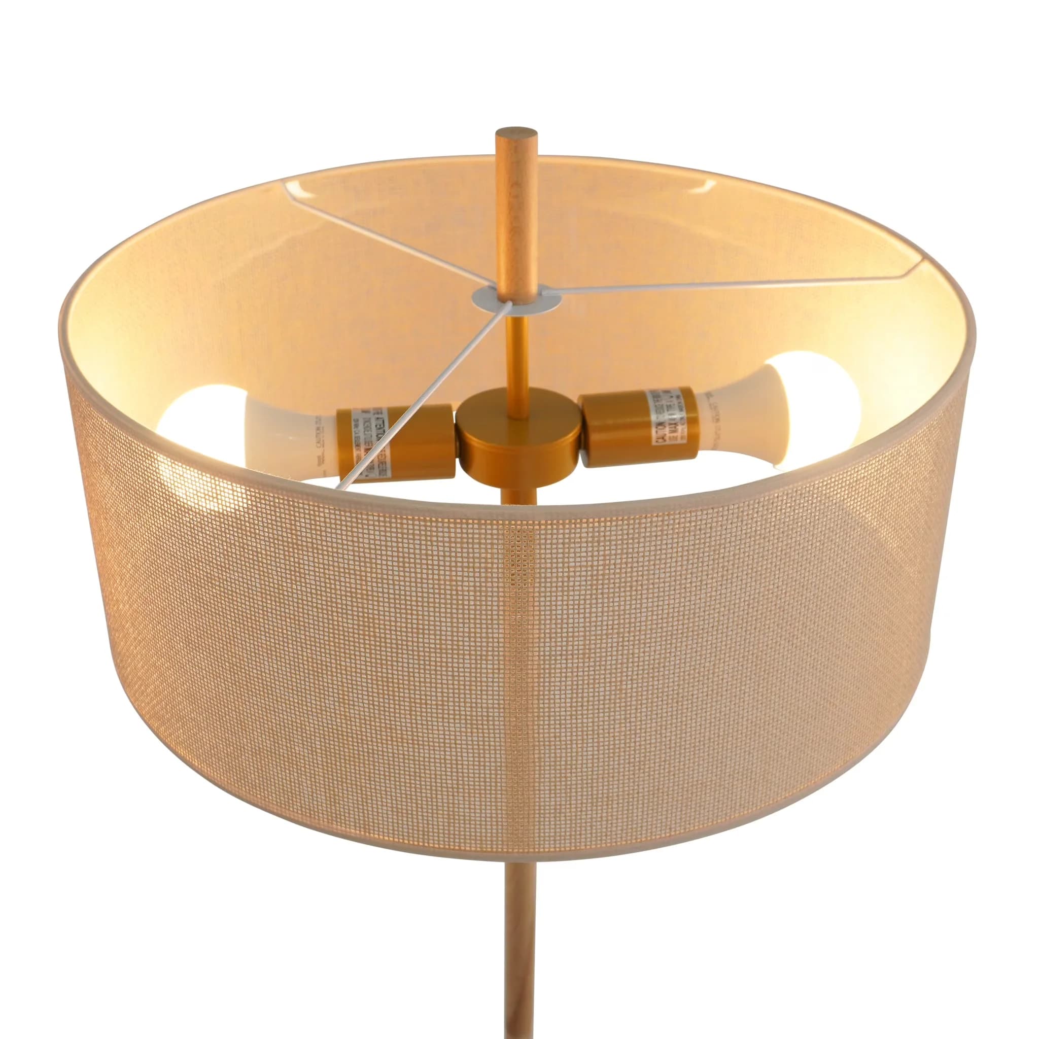 Classic Floor Lamp with LED, 120V, Adjustable Height - Brown Wood for Living Room, Bedroom Model 3D5932