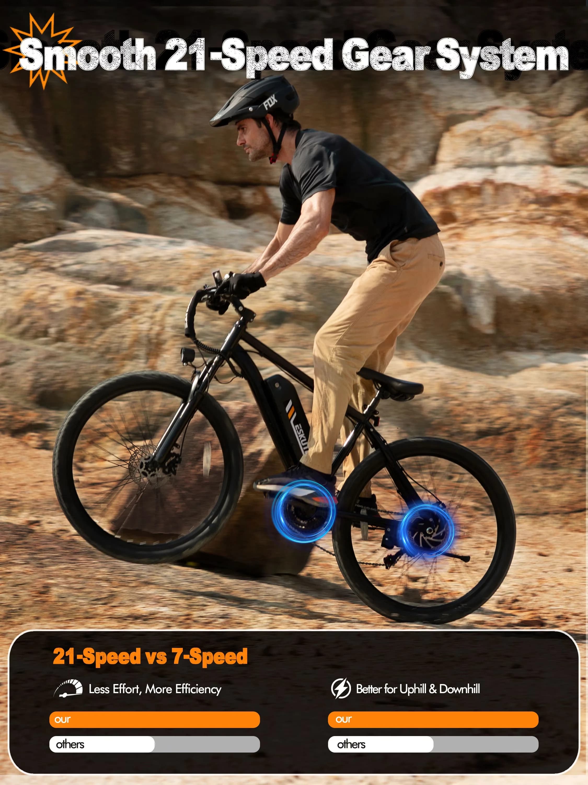 Premium Electric Bike with Battery, 1200W, Adult Mountain - Black 21 for Multiple Applications Model 0F4175
