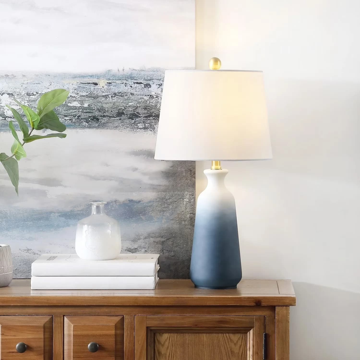 Reliable Table Lamp with LED, Modern - White, Blue, Multicolor Glass/Iron Model 1C454D