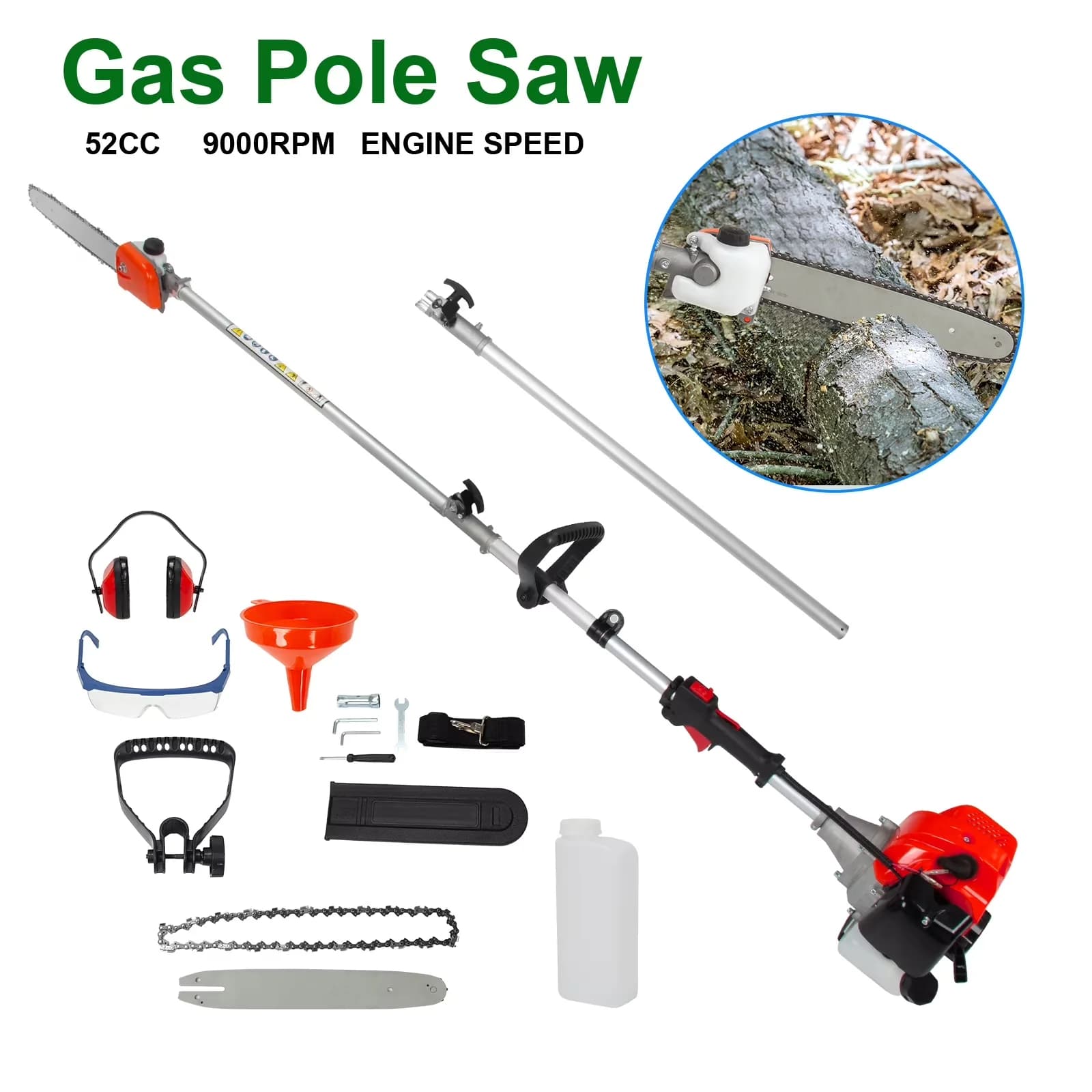 Premium Pole Saw with Anti-Vibration - 52CC - Heavy Duty Model 23C834