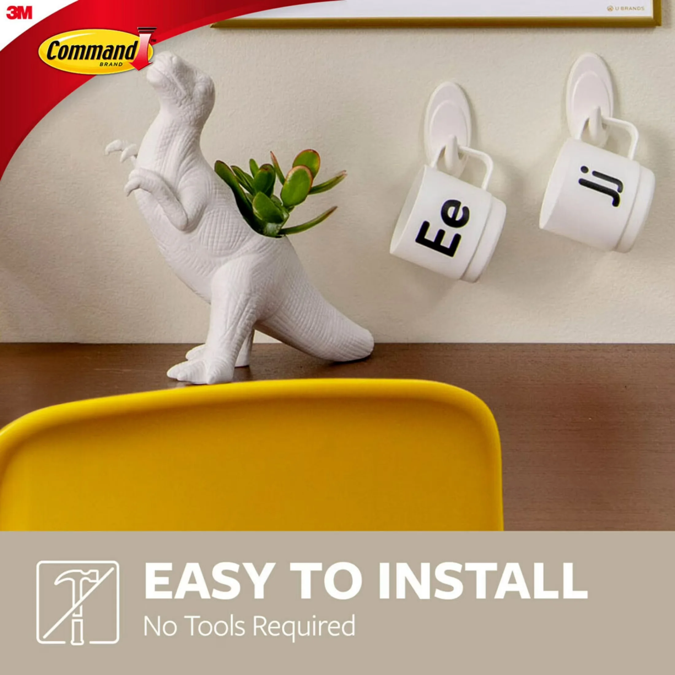 Durable Damage-Free Hanging with Wall-Mountable, Easy Installation, Medium Slate Terrace Hook Value Pack - Plastic Black Model E4DCAF