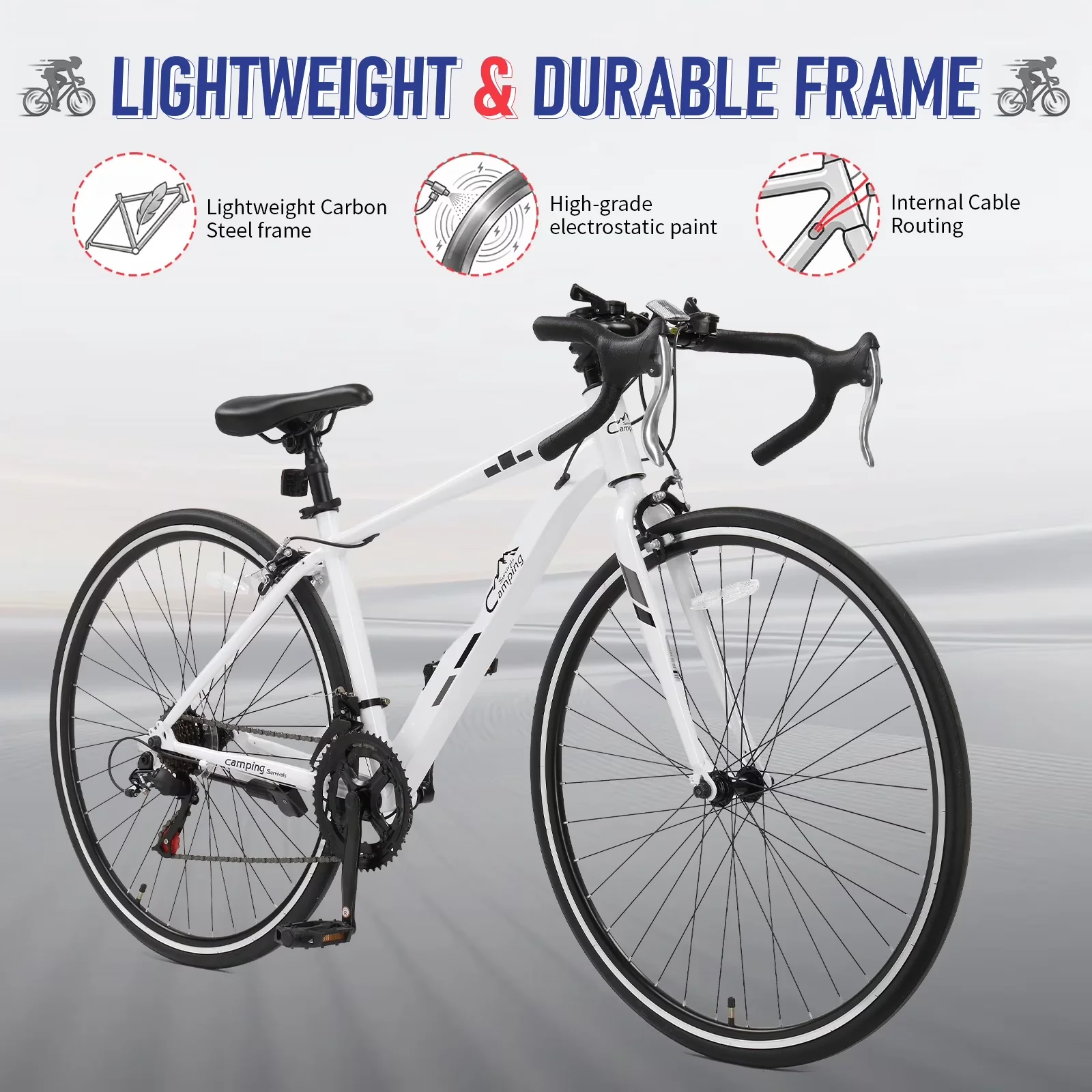 Stylish Road Bike with Adjustable Speed, Adjustable Height, Lightweight - Model 99A86B