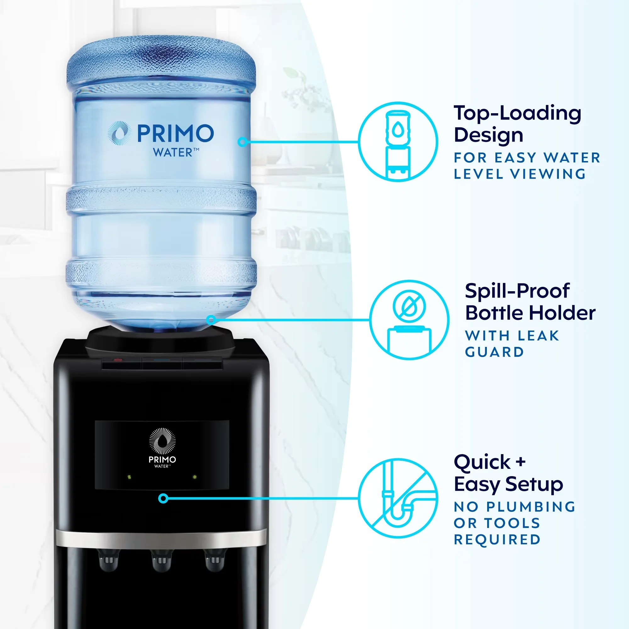 Efficient Water Filtration with Child Safely Lock, ® Top Loading Pro 3 Temp Dispenser - Silver Plastic Model EC5BCE