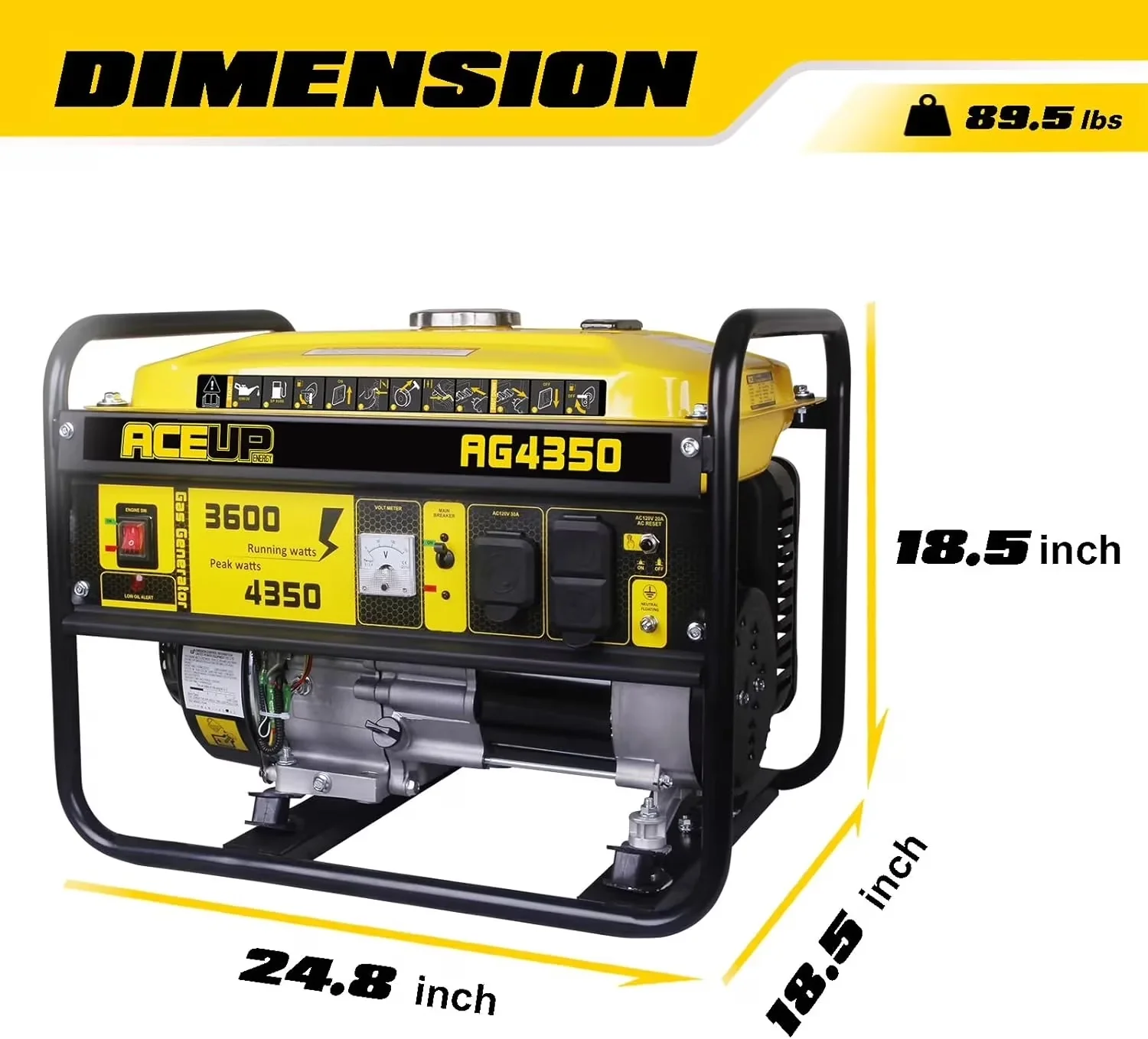 Sleek Generator with 4350W, Hour Meter, Overload Protection - 4000W for Multiple Applications Model 3BEFFC
