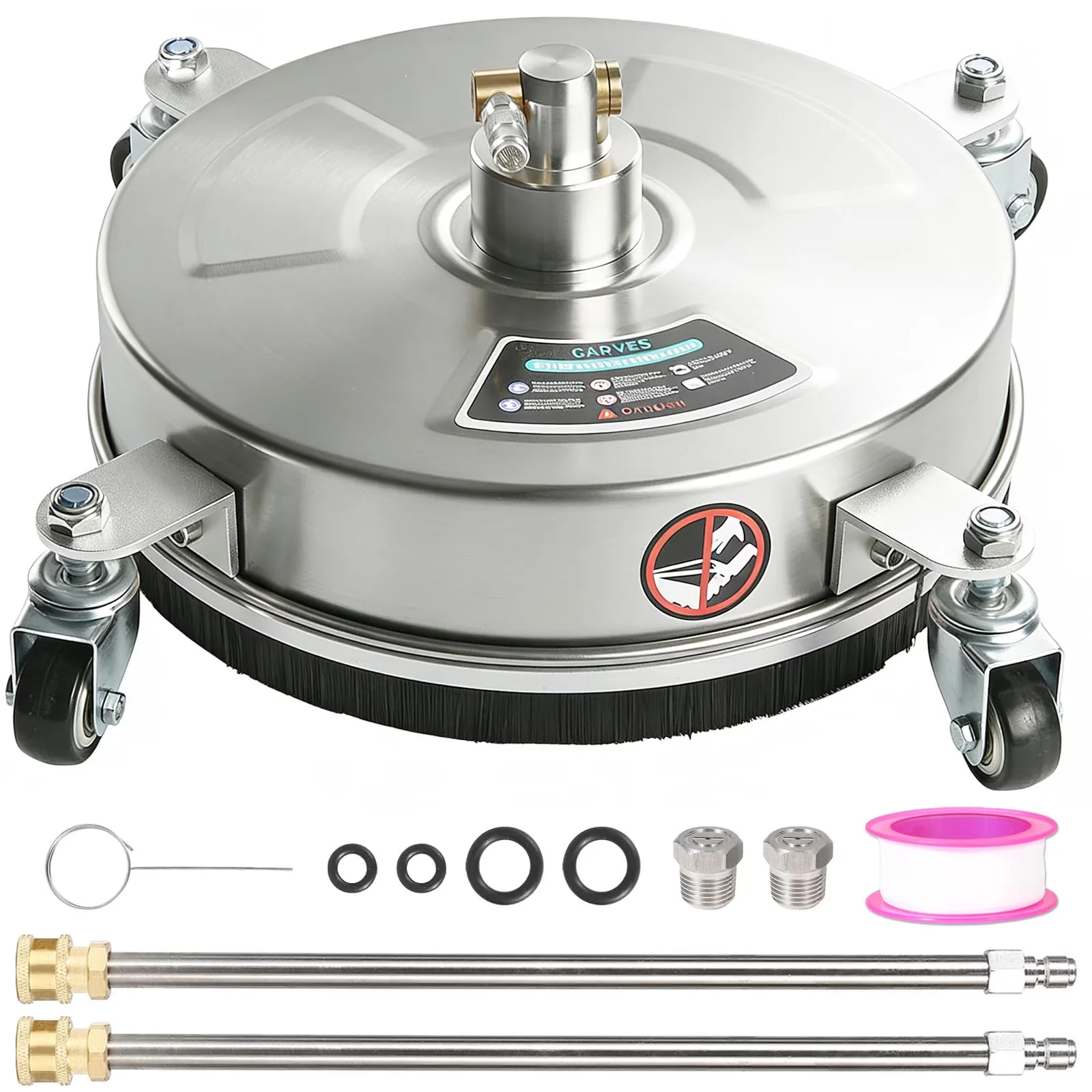 Modern Replacement Parts Accessory with 4 Wheels, Stainless Steel Surface Cleaner, 18" Pressure Washer Surface Cleaner for Patio - Model 6404B7