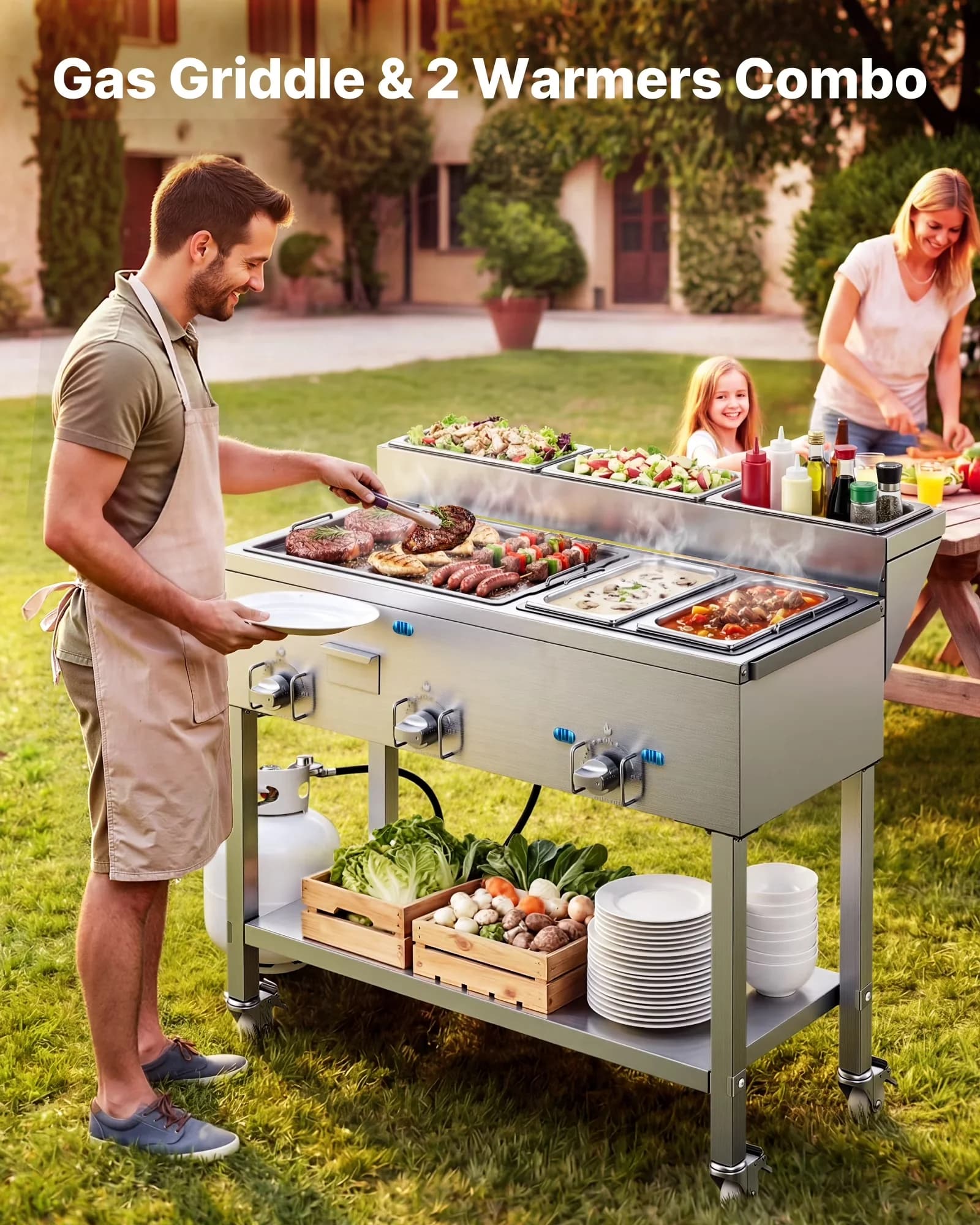 Compact Flat Top Grill with 11600 BTU, Commercial Stainless Steel Griddle - Model DBAC3B