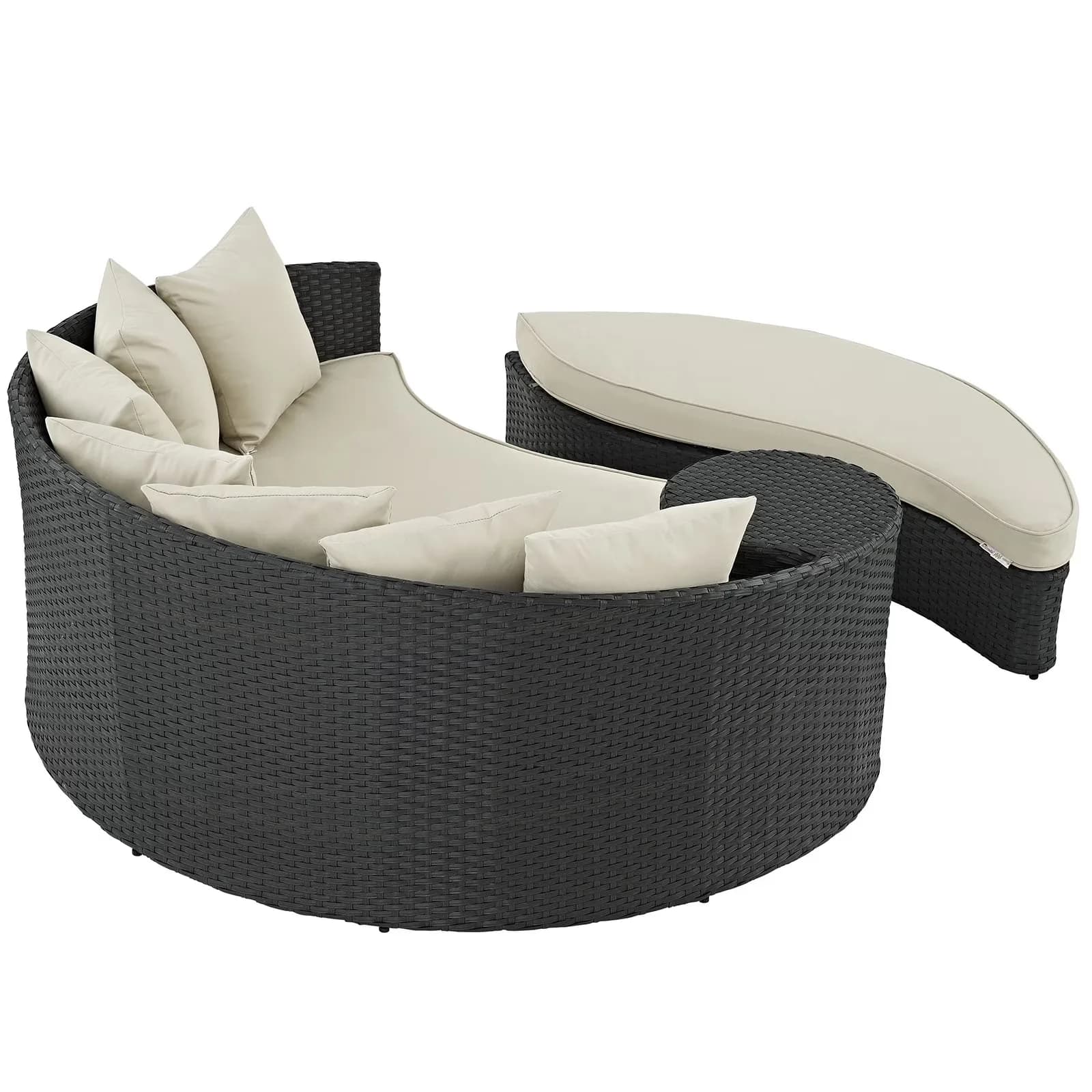 Outdoor Sofas Sectional Premium with Weather-Resistant, Machine washable cushion covers, Finish: Antique canvas beige - Rattan Gray Model 09F3BC