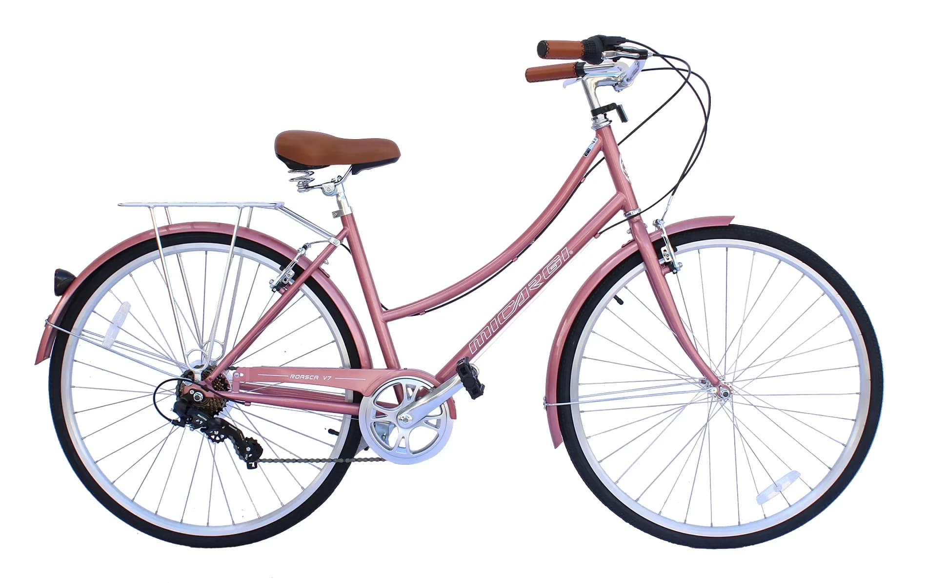 Mountain Bike Quality with Adjustable Seat Height, Tire:700Cx35 Black. With Back Rack - Pink Model 4312A6