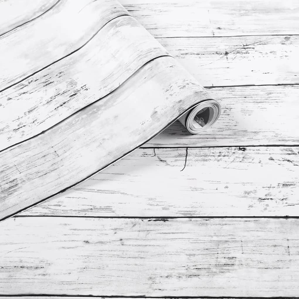 Premium Wallpaper Wall Decals Wall Covering with Easy To Clean, Waterproof, Wood Contact Paper White - Pvc 17" x 120" Model 8D9C9C
