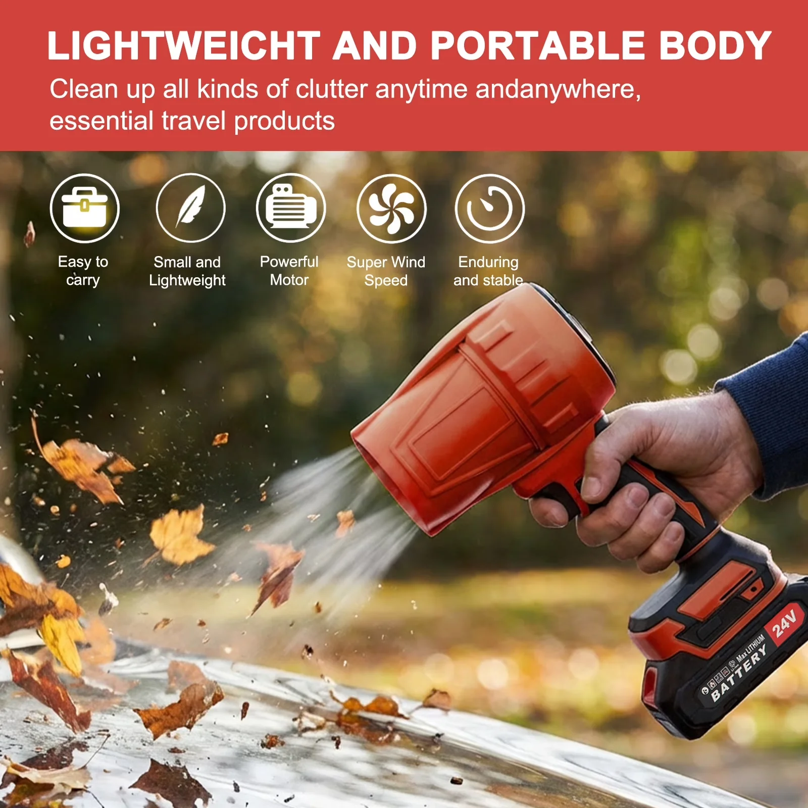 Innovative Leaf Blower with Battery, 24V, Cordless for Everyday Use - Model A43CF4
