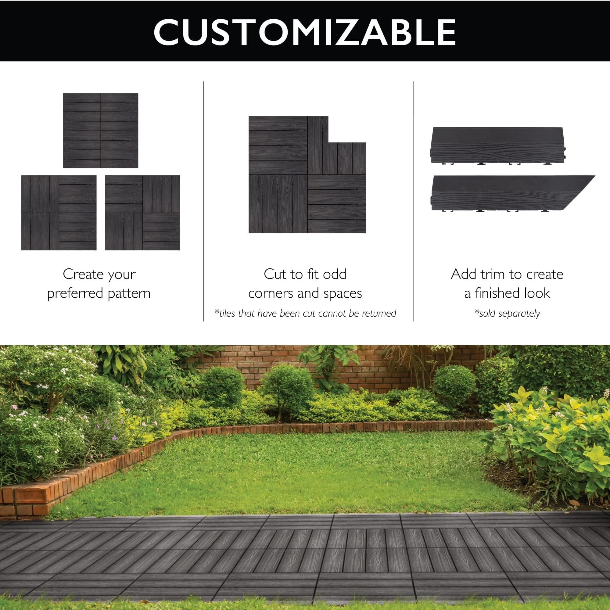 Modern Building Material with Waterproof, Modern Ebony Black, 6 Pack - Black Plastic Model A0AAF9