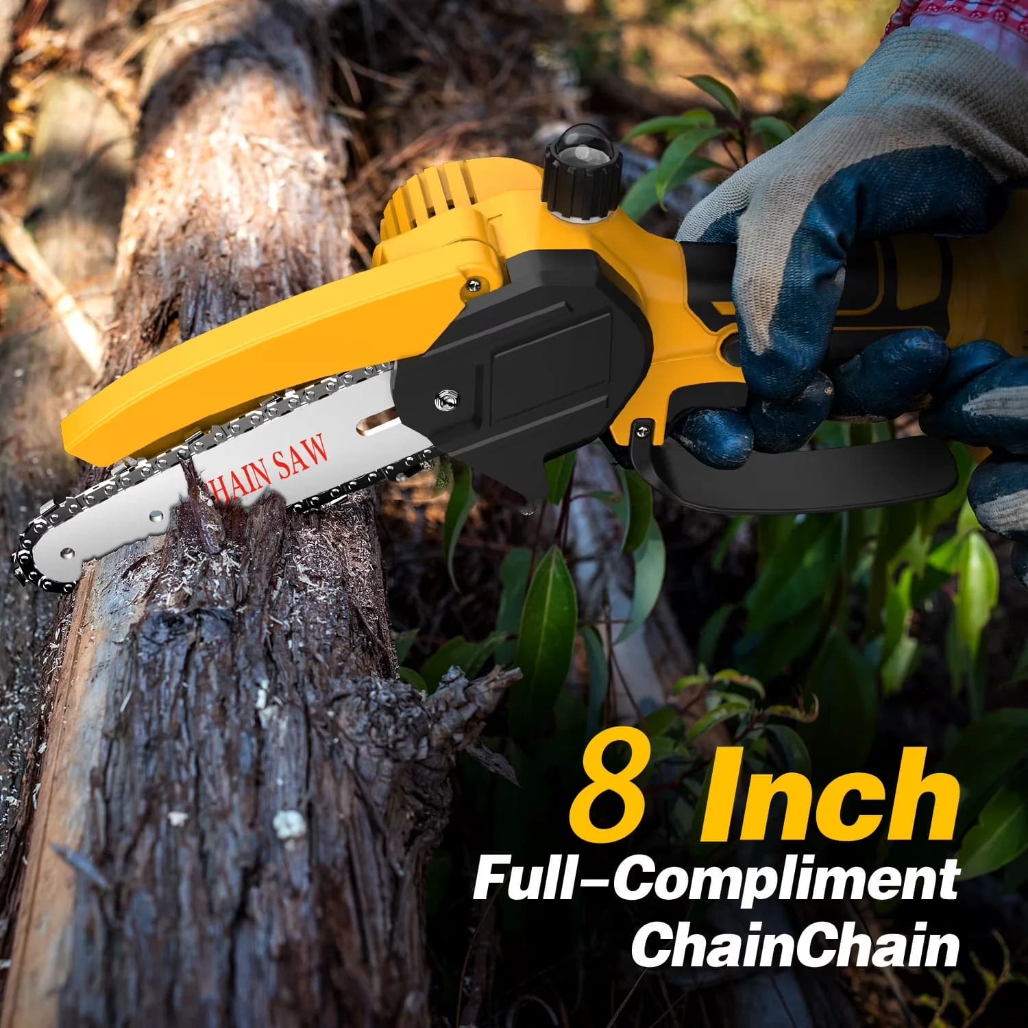 Pole Saw Premium with Battery, Chain Brake, 2 x 3.0Ah Battery - Yellow Model 04F026
