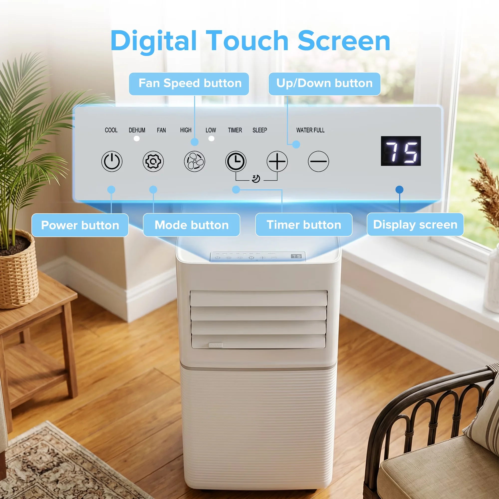 Professional Air Conditioner with 10000 BTU, Remote Controlled, Sleep Mode for Home, Office - Model 93A21D